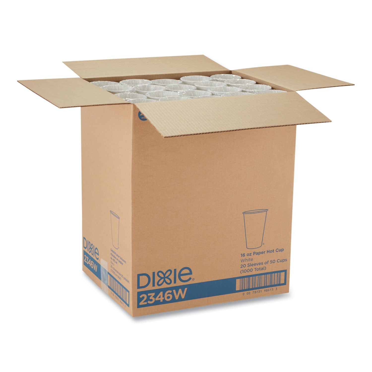 Dixie® Paper Hot Cups, 16 Oz, White, 50/sleeve, 20 Sleeves/carton