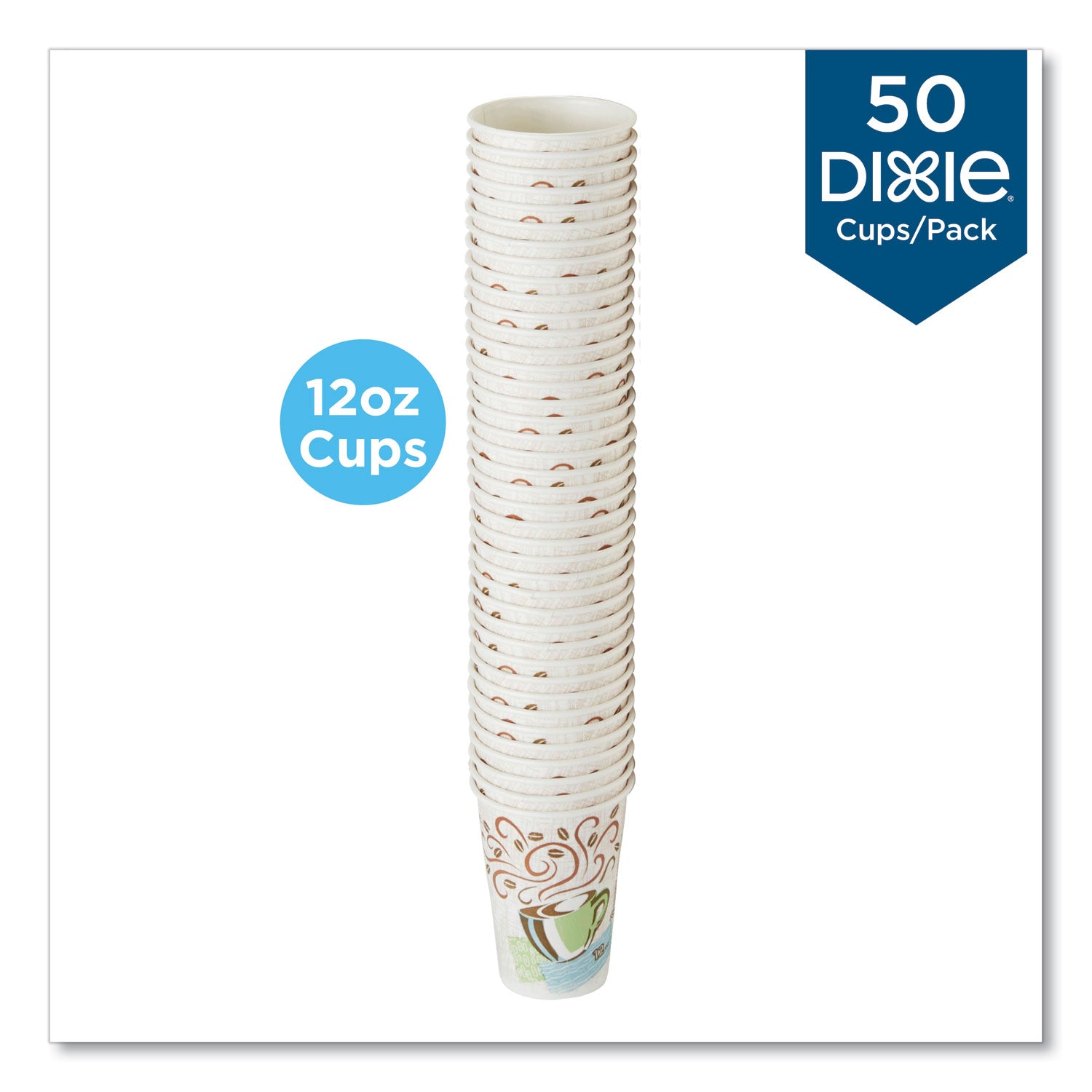 Dixie® Perfectouch Paper Hot Cups, 12 Oz, Coffee Haze Design, 50/pack
