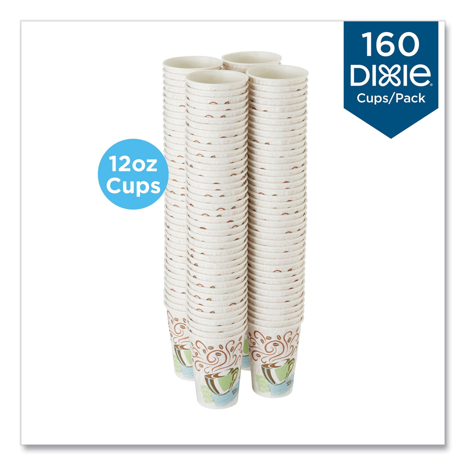 Dixie® Perfectouch Paper Hot Cups, 12 Oz, Coffee Haze Design, 160/pack