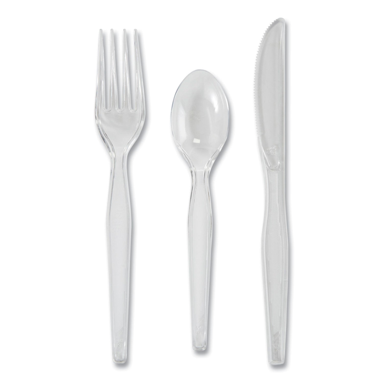 Dixie® Heavyweight Polystyrene Cutlery, Fork/Knife/Spoon, Plastic, Clear, 180/Pack, 10 Packs/Carton