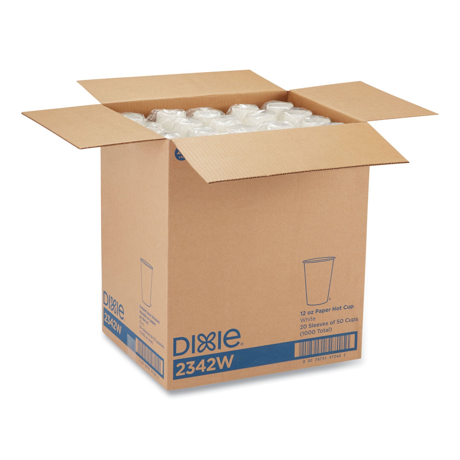 Dixie® Paper Hot Cups, 12 Oz, White, 50/sleeve, 20 Sleeves/carton