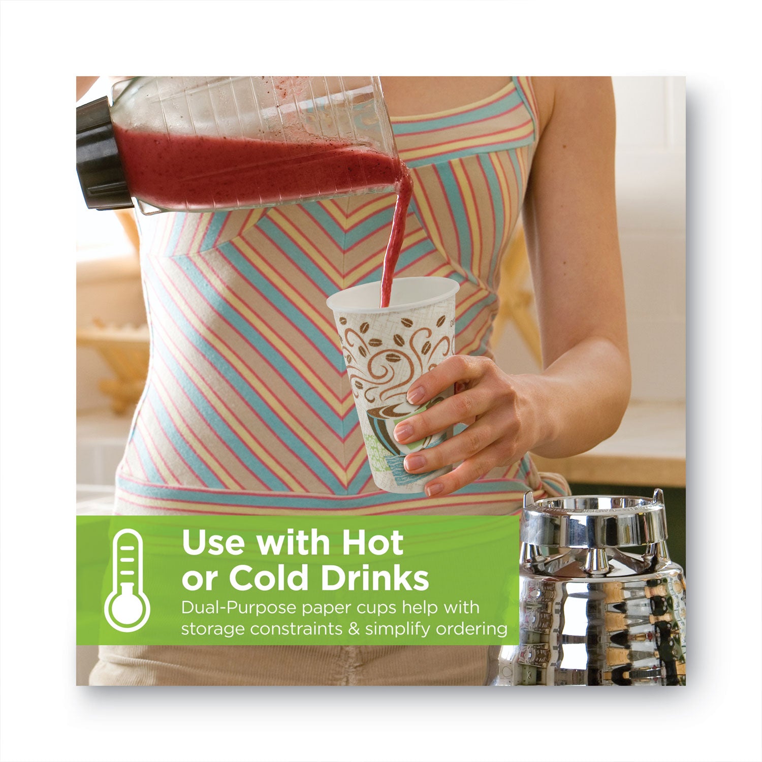 Dixie® PerfecTouch Hot/Cold Cups, 12 oz, Paper, White, 50/Bag, 20 Bags/Carton