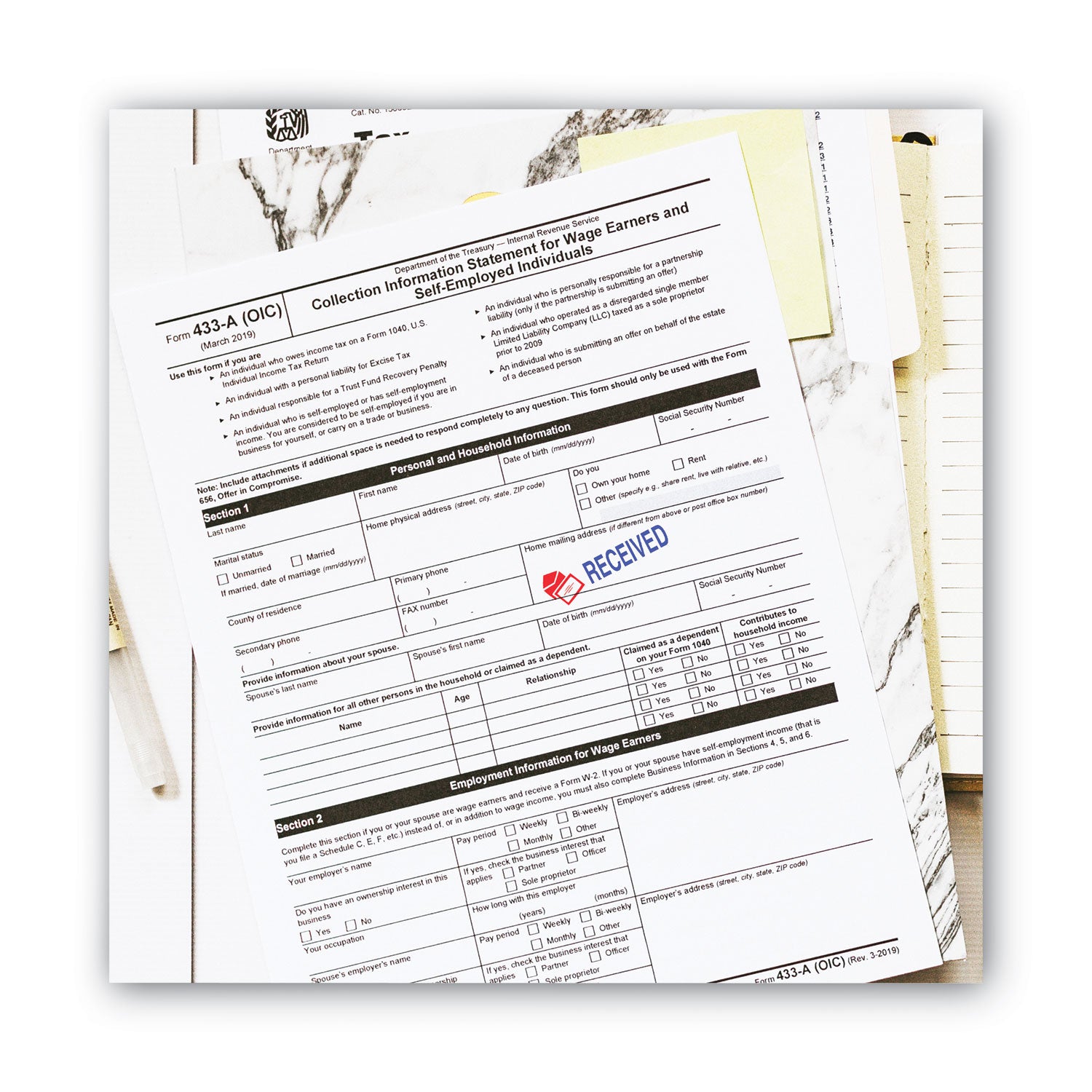 ACCUSTAMP2® Pre-Inked Shutter Stamp, Red/Blue, RECEIVED, 1.63 x 0.5