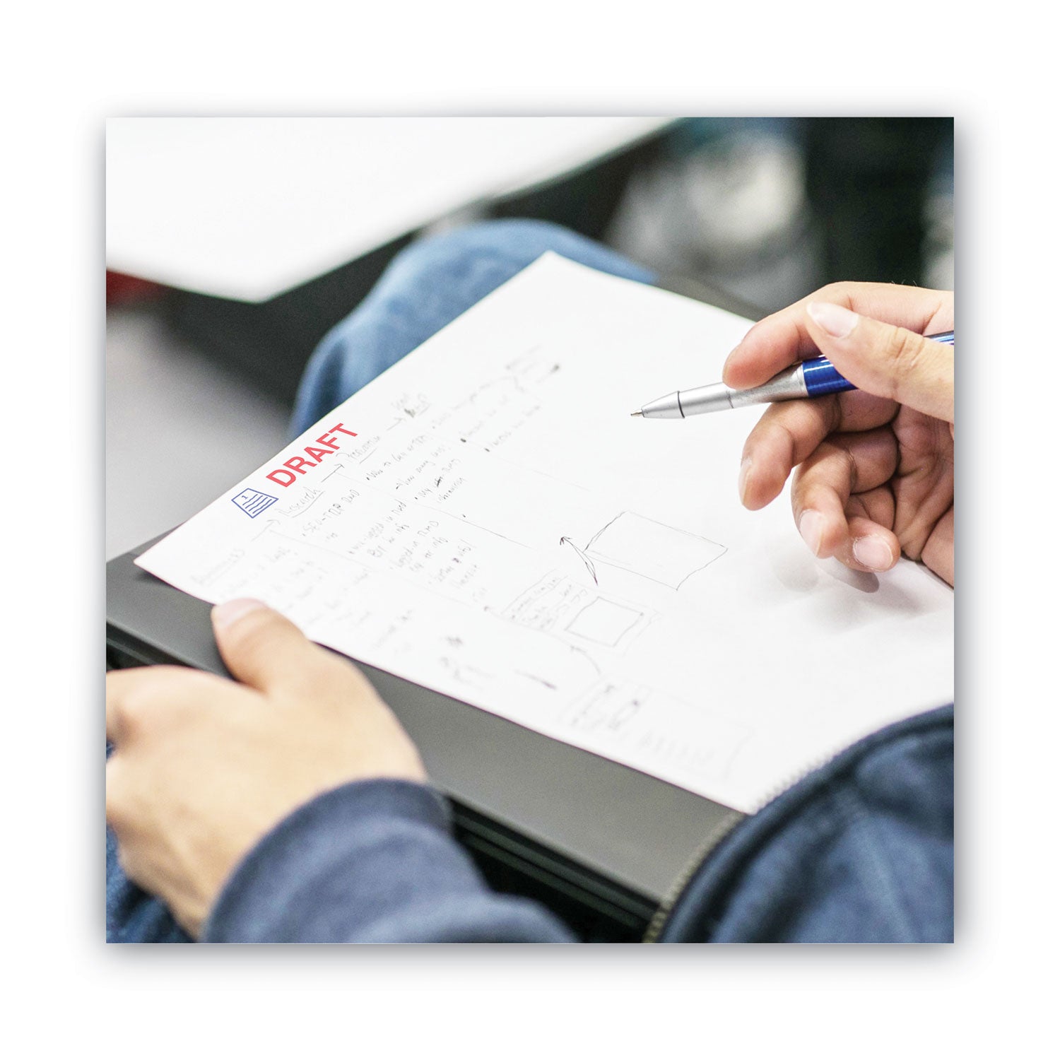 ACCUSTAMP2® Pre-Inked Shutter Stamp, Red/Blue, DRAFT, 1.63 x 0.5