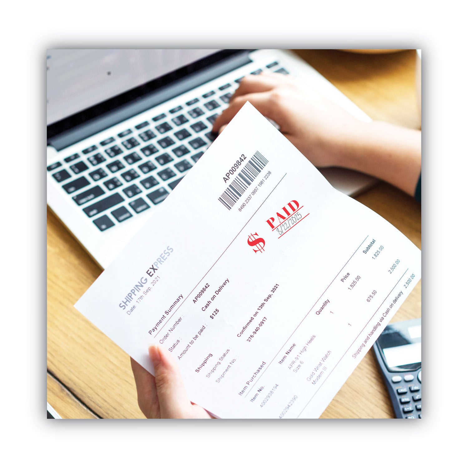 ACCUSTAMP2® Pre-Inked Shutter Stamp, Red, PAID, 1.63 x 0.5