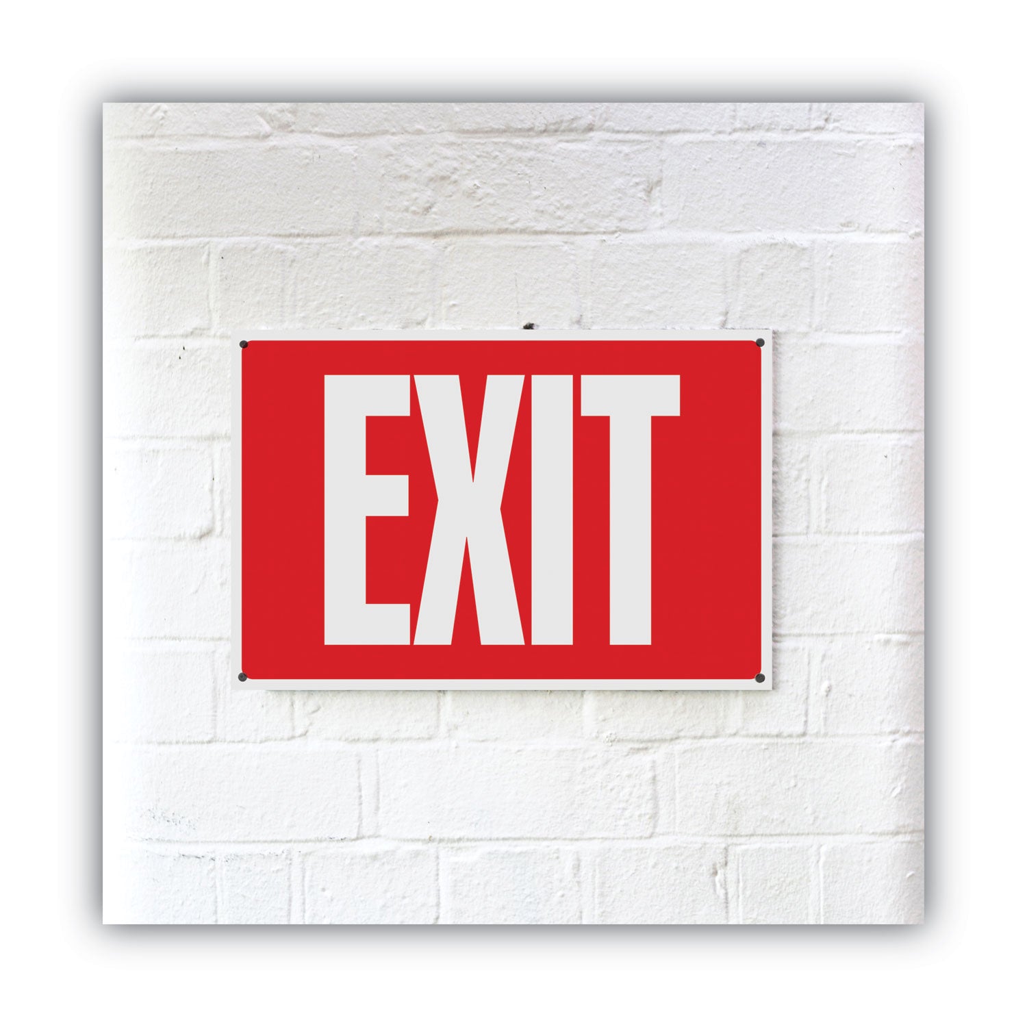 COSCO Glow-In-The-Dark Safety Sign, Exit, 12 X 8, Red