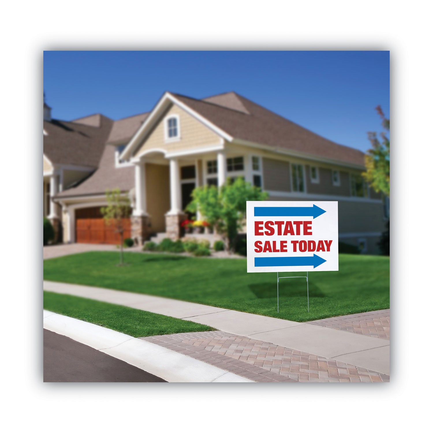 COSCO Stake Sign, Blank White, Includes Directional Arrows, 15 x 19