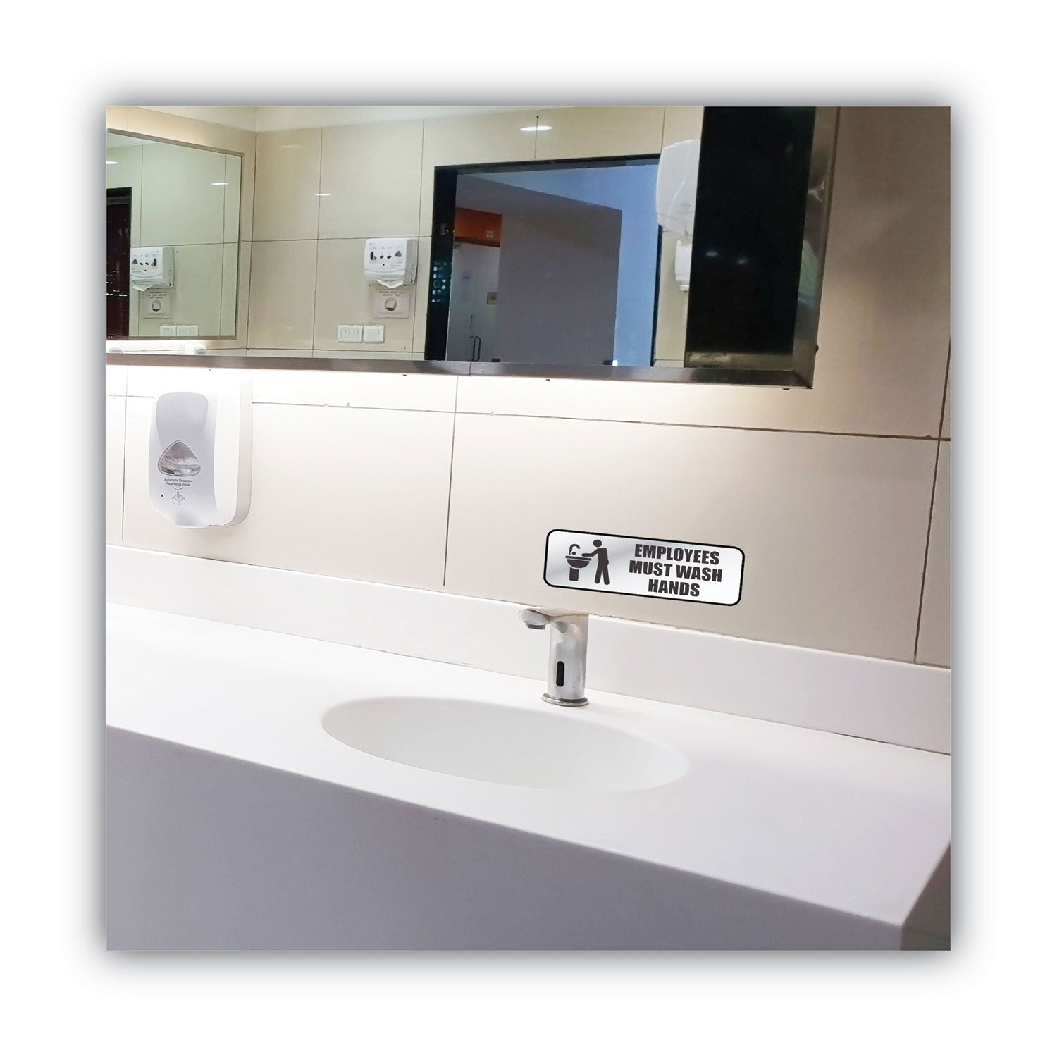 COSCO Brushed Metal Office Sign, Employees Must Wash Hands, 9 X 3, Silver