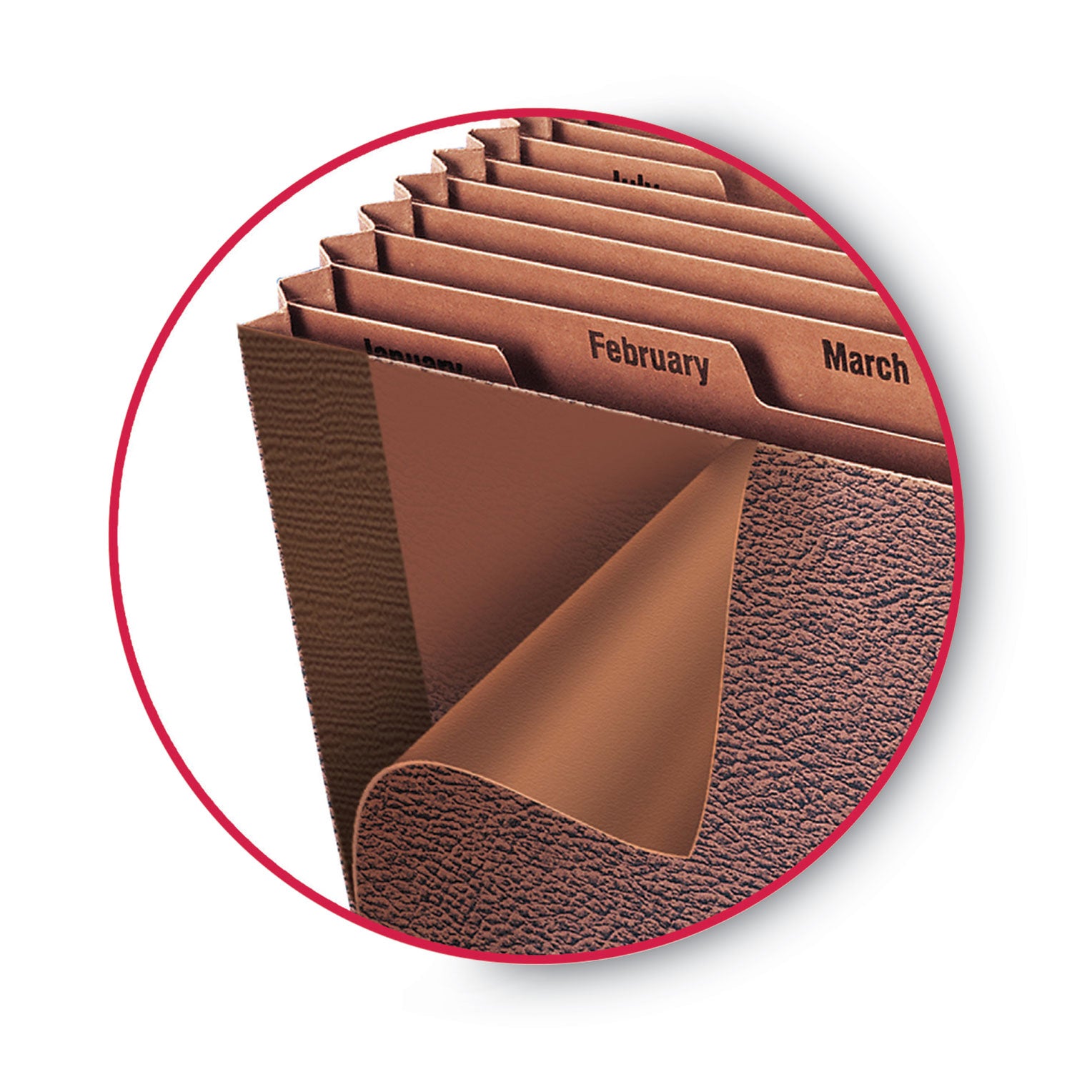 Smead TUFF Expanding Open-Top Stadium File, 12 Sections, 1/12-Cut Tabs, Letter Size, Redrope