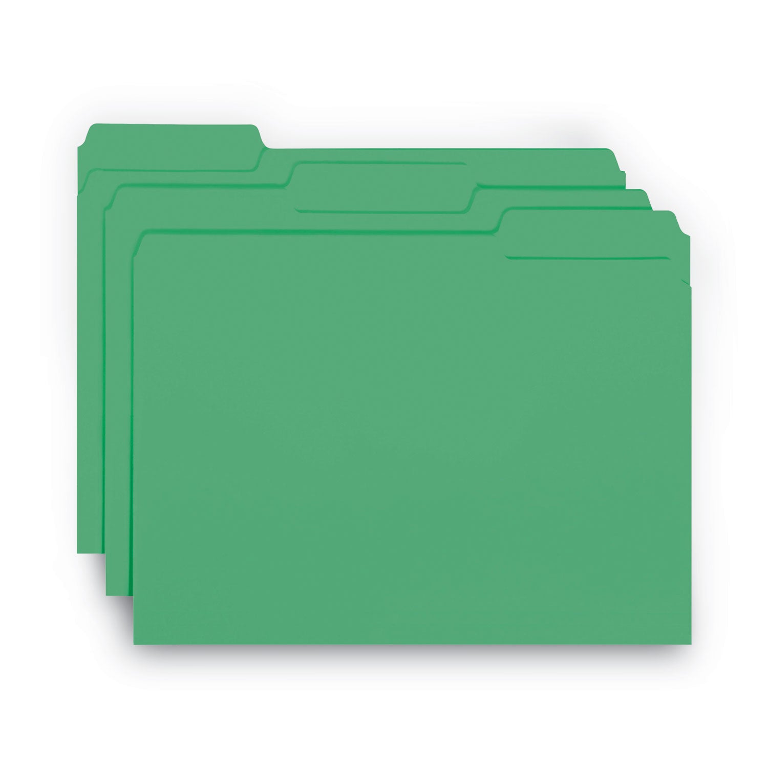 Smead Interior File Folders, 1/3-Cut Tabs: Assorted, Letter Size, 0.75" Expansion, Green, 100/Box