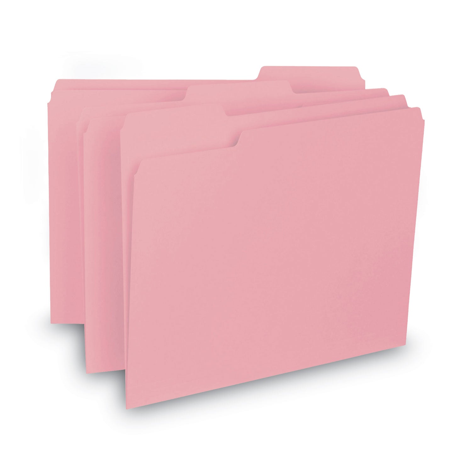 Smead Interior File Folders, 1/3-Cut Tabs: Assorted, Letter Size, 0.75" Expansion, Pink, 100/Box