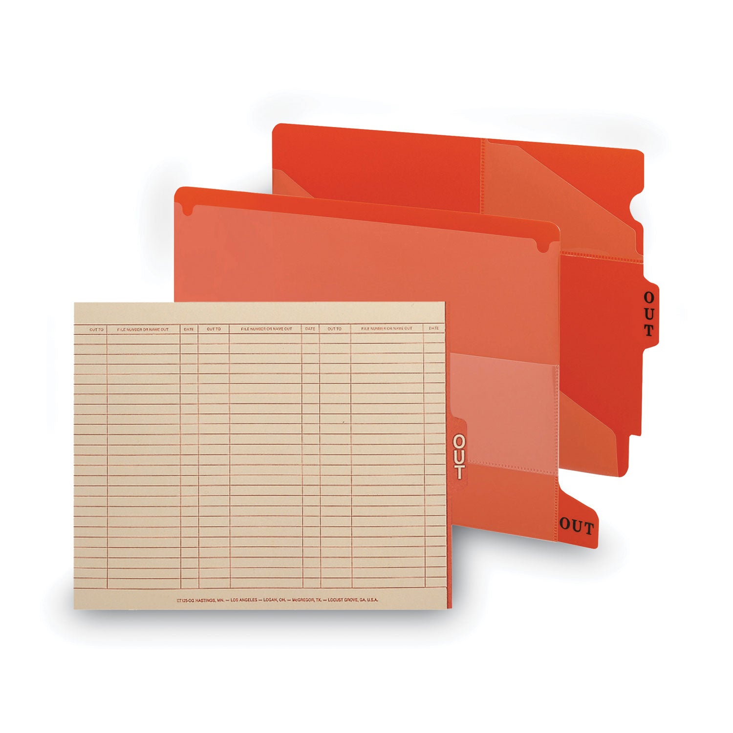 Smead End Tab Poly Out Guides, Two-Pocket Style, 1/3-Cut End Tab, Out, 8.5 X 11, Red, 50/box