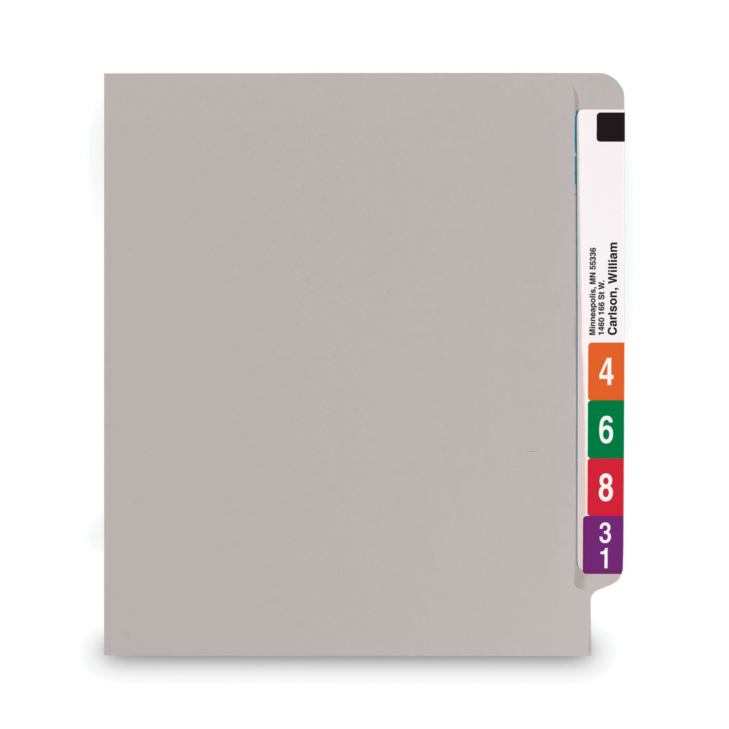 Smead Shelf-Master Reinforced End Tab Colored Folders, Straight Tabs, Letter Size, 0.75" Expansion, Gray, 100/Box