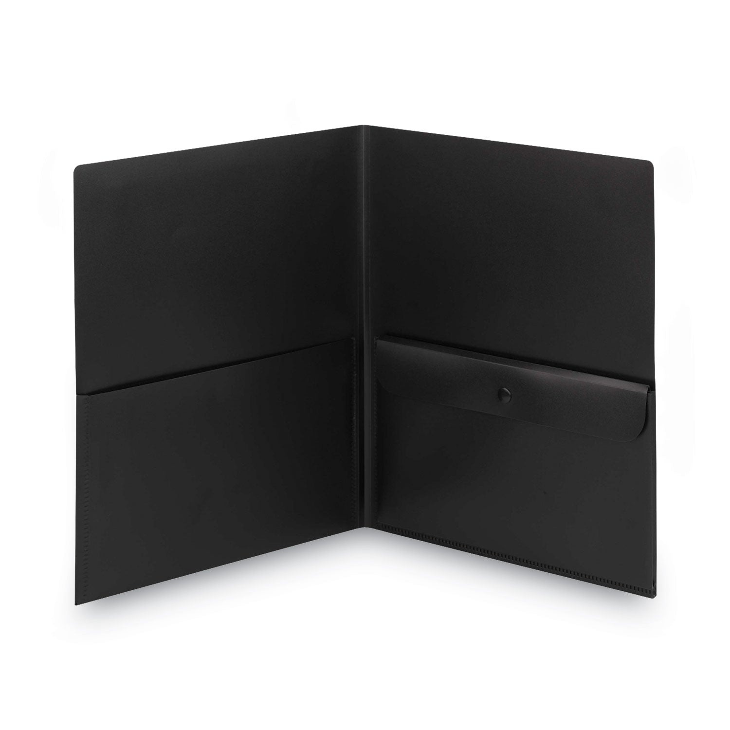 Smead Poly Two-Pocket Folder With Snap Closure Security Pocket, 100-Sheet Capacity, 11 X 8.5, Black, 5/pack