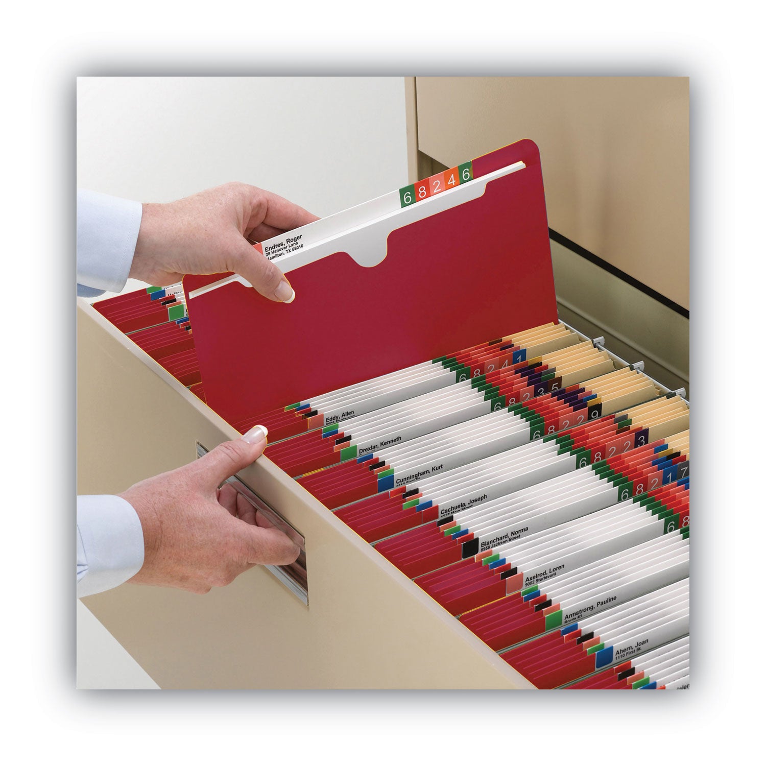 Smead Colored File Jackets With Reinforced Double-Ply Tab, Straight Tab, Letter Size, Red, 50/box