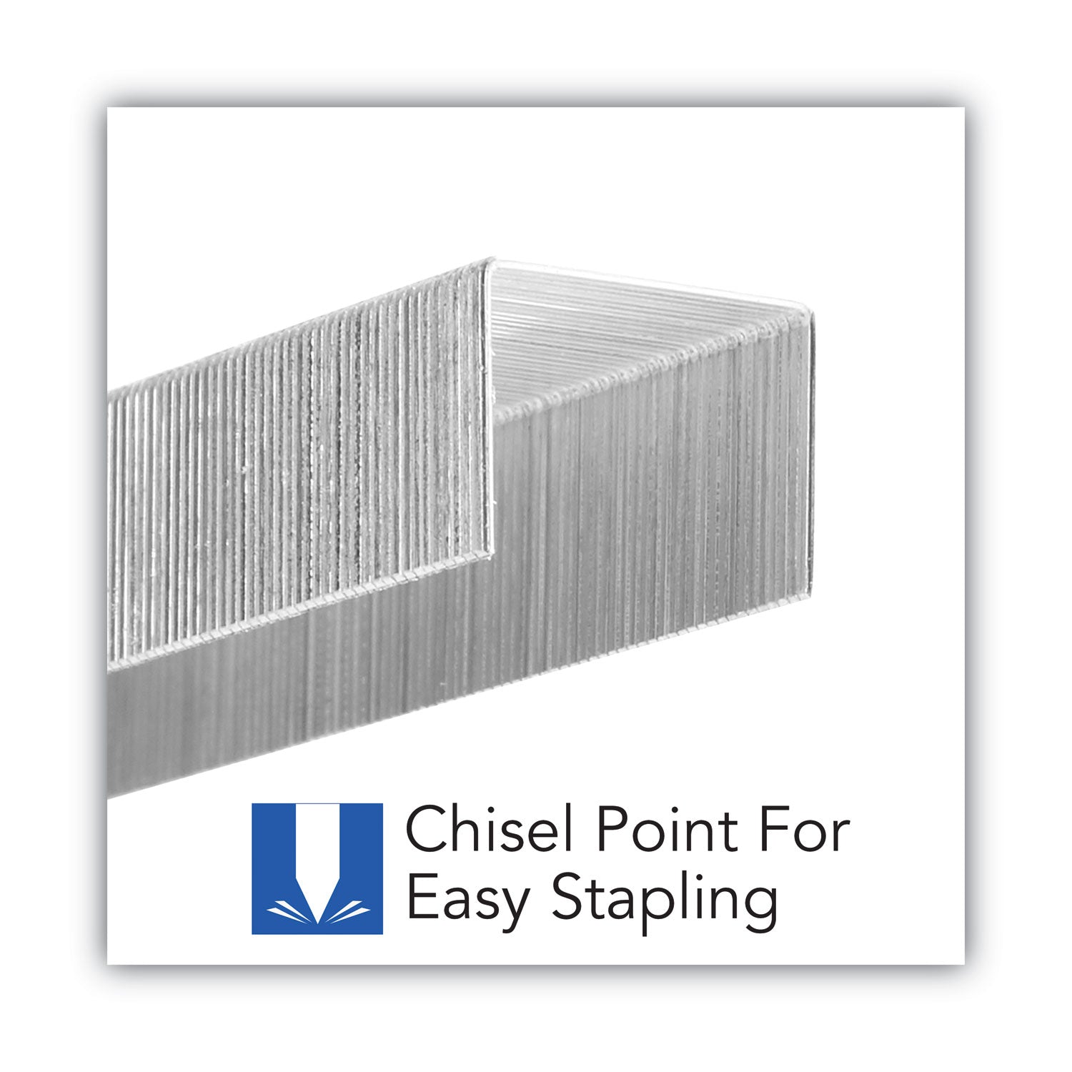 Swingline® Optima High-Capacity Staples, 0.38" Leg, 0.5" Crown, Steel, 125/Strip, 20 Strips/Box