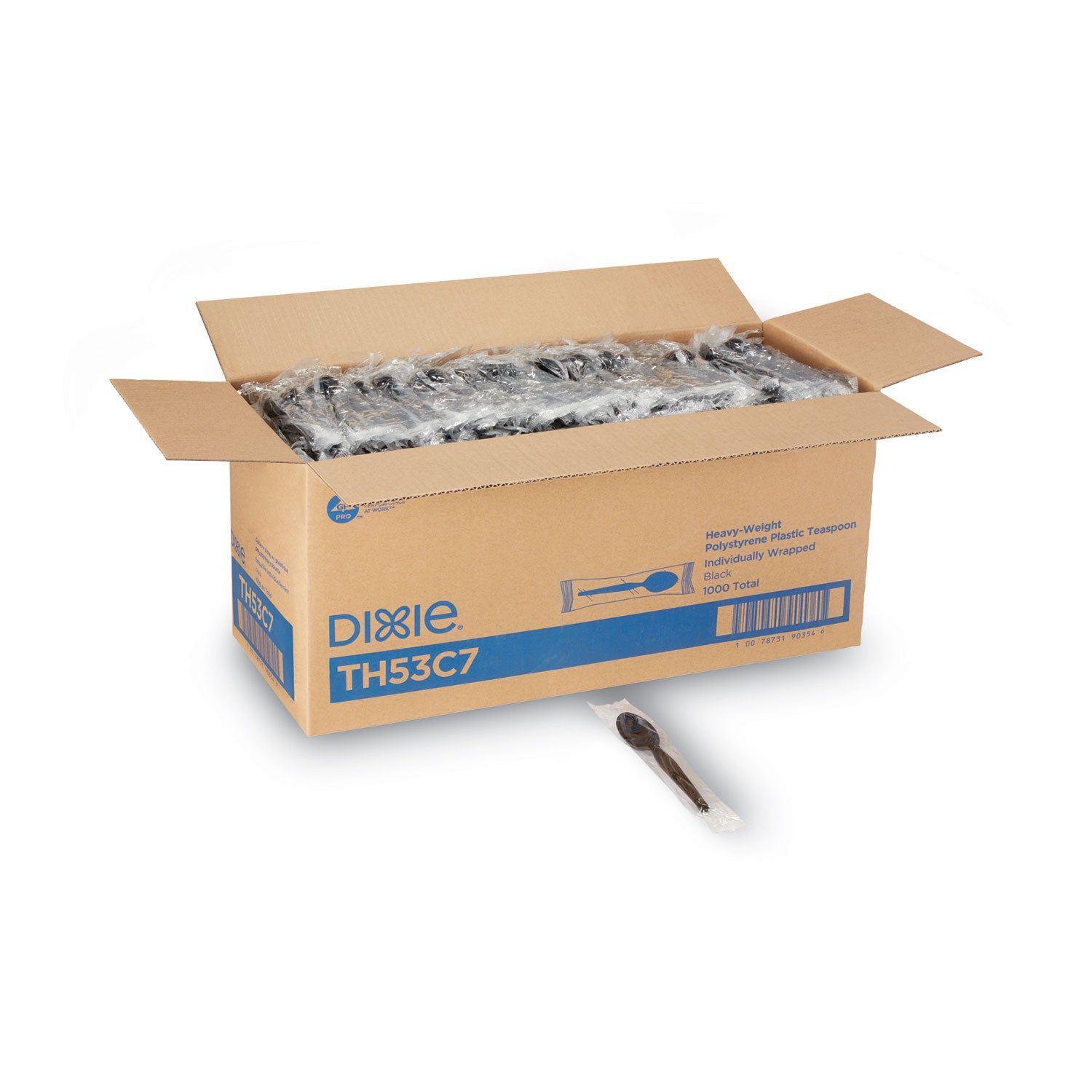 Dixie® Individually Wrapped Heavyweight Spoon, Plastic, Black, 1,000/Carton