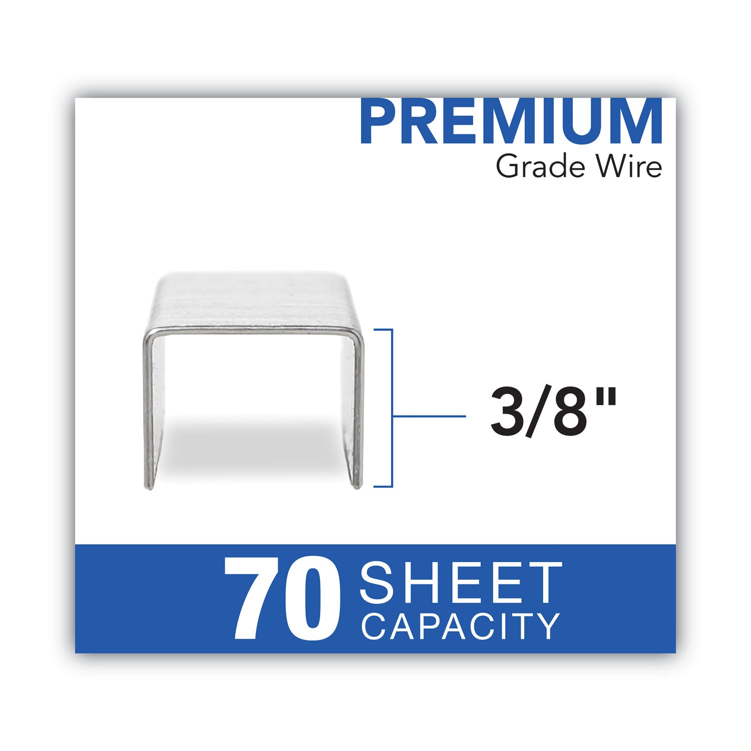 Swingline® Optima High-Capacity Staples, 0.38" Leg, 0.5" Crown, Steel, 125/Strip, 20 Strips/Box