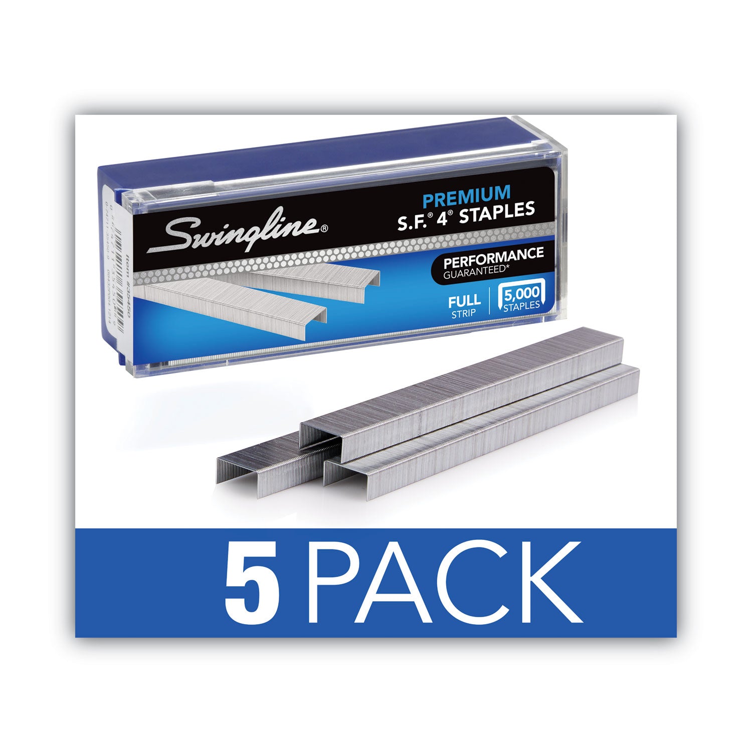 Swingline® S.f. 4 Premium Staples, 0.25" Leg, 0.5" Crown, Silver, 5,000/box, 5 Boxes/pack