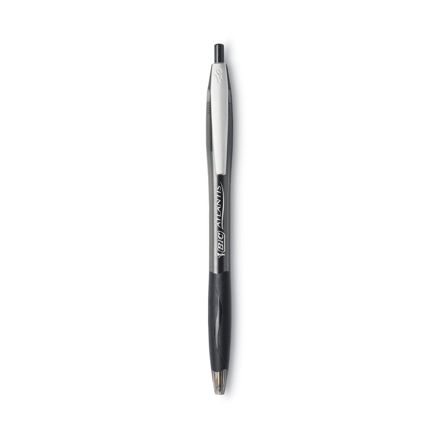 BIC® GLIDE Ballpoint Pen, Retractable, Medium 1 mm, Black Ink, Smoke/Black Barrel, Dozen