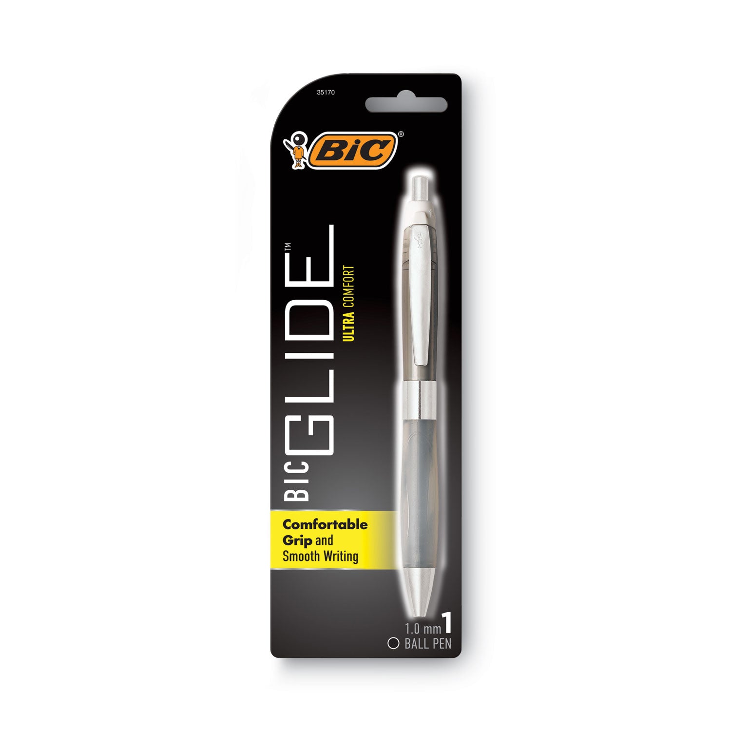 BIC® GLIDE Ultra Comfort Ballpoint Pen, Retractable, Medium 1 mm, Black Ink Colors, Randomly Assorted Barrel Colors