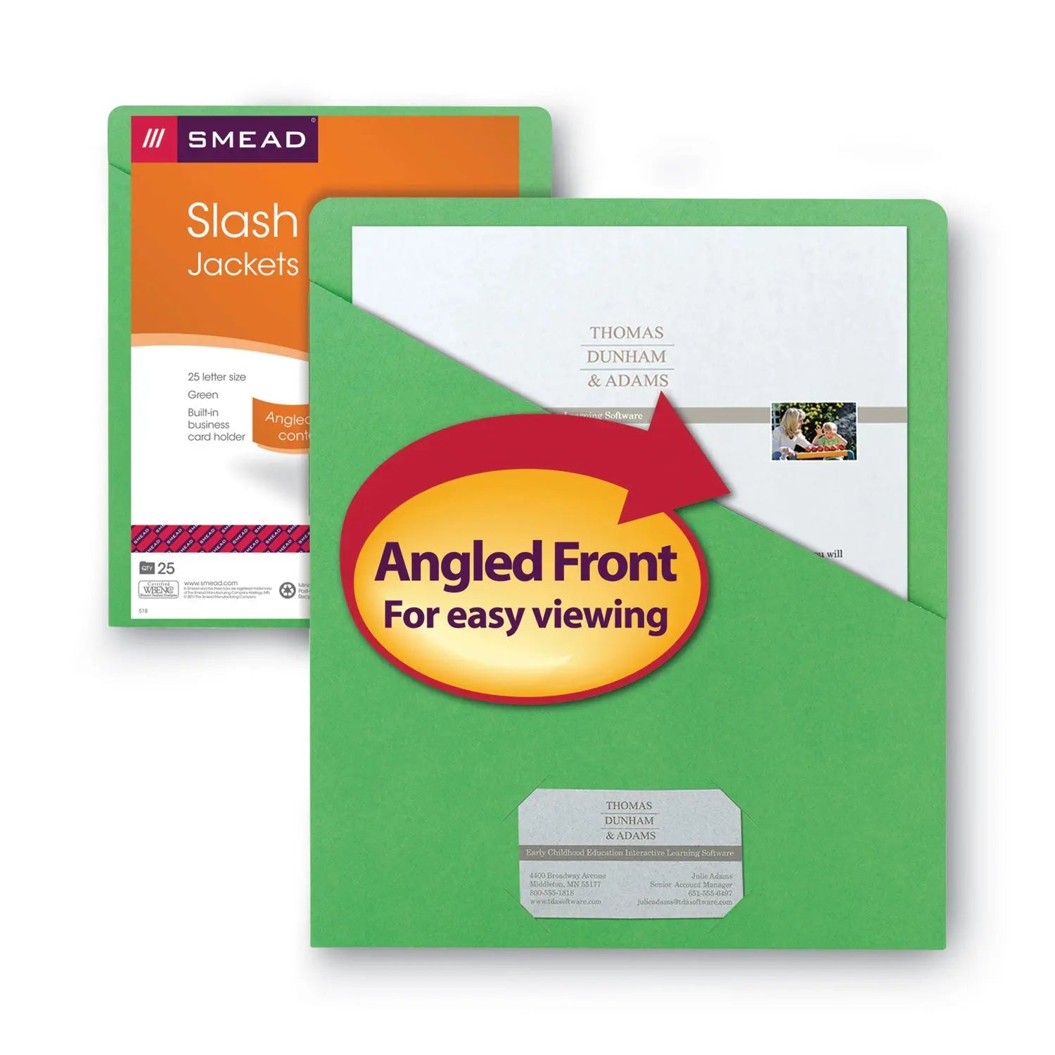 File Jackets, Letter Size, Green, 25/Pack Smead Flipcost