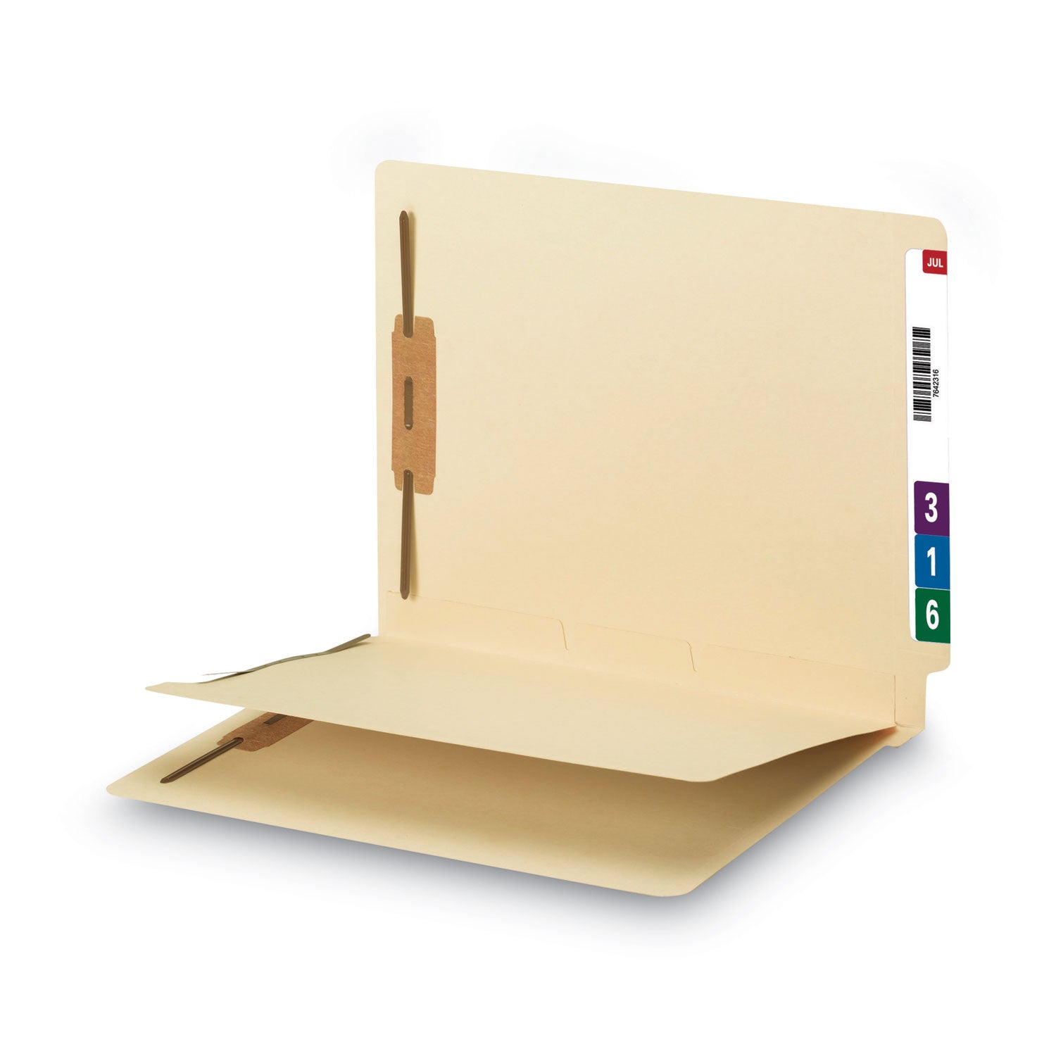 Smead Fastener Folder with Divider, 0.75" Expansion, 1 Divider, 4 Fasteners, Letter Size, Manila Exterior, 50/Box