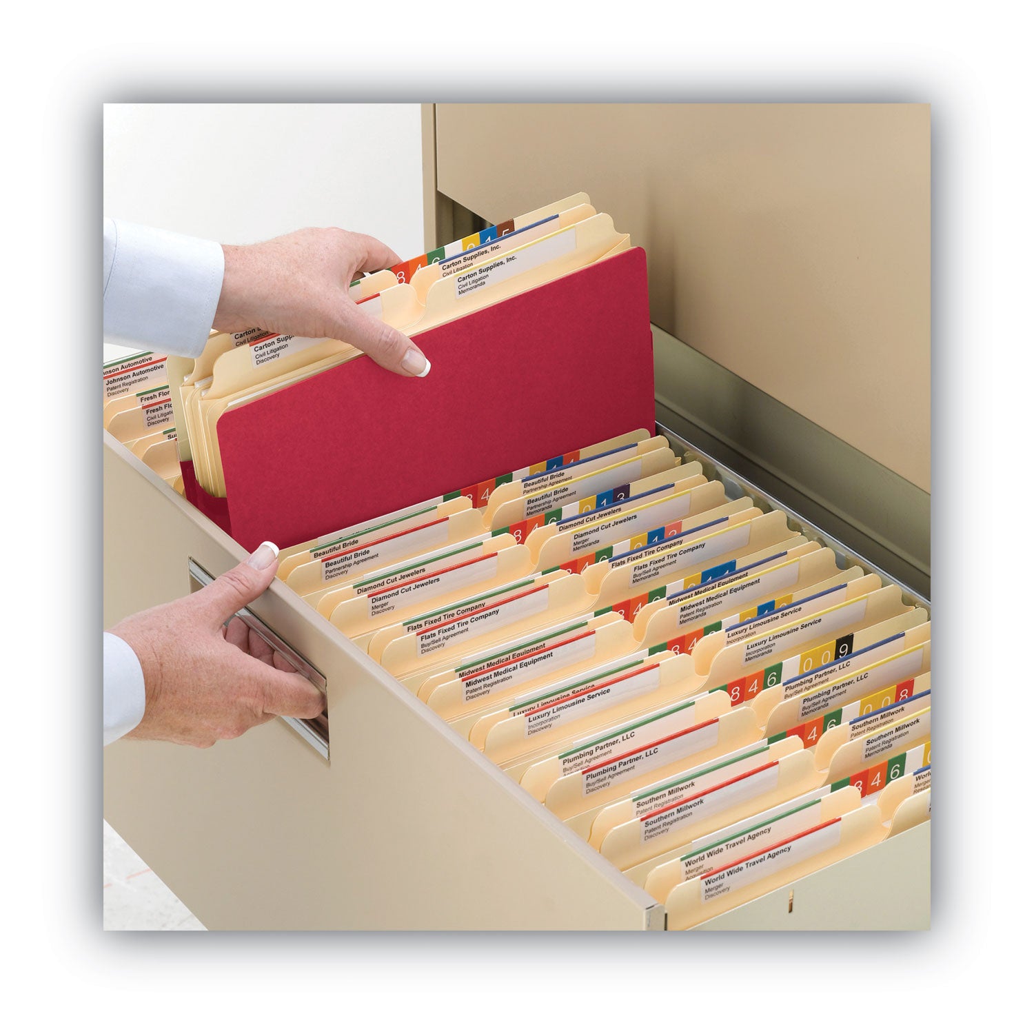 Smead Colored File Pockets, 3.5" Expansion, Letter Size, Red