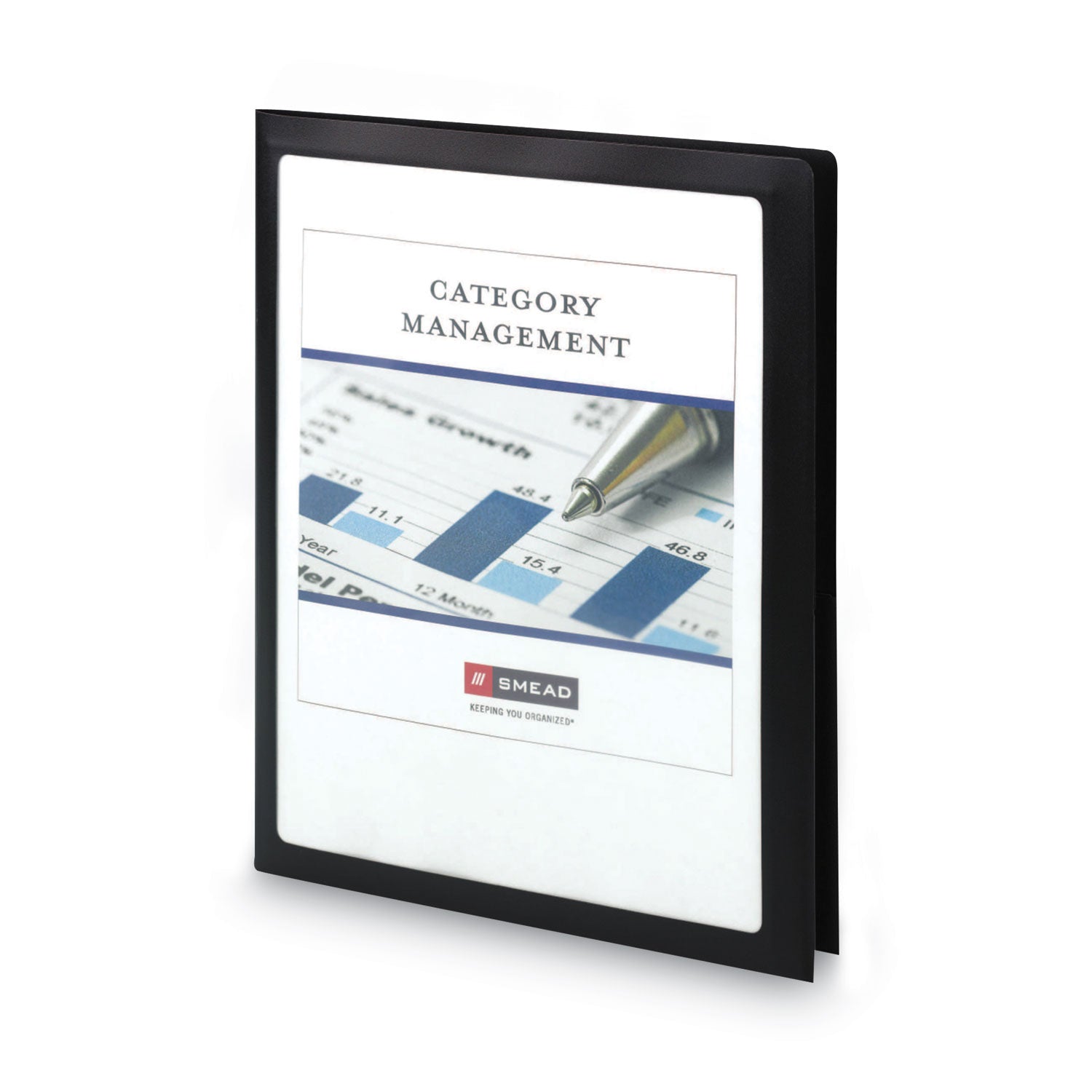 Smead Frame View Poly Two-Pocket Folder, 100-Sheet Capacity, 11 X 8.5, Clear/black, 5/pack