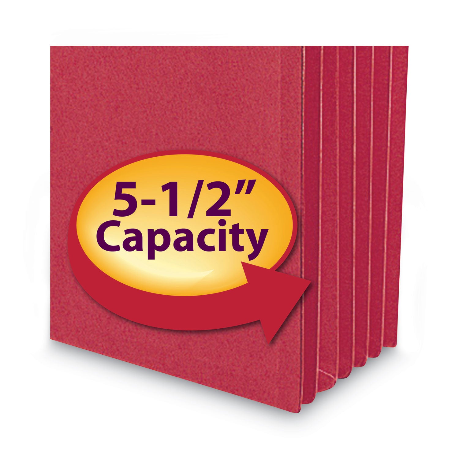 Smead Colored File Pockets, 5.25" Expansion, Letter Size, Red