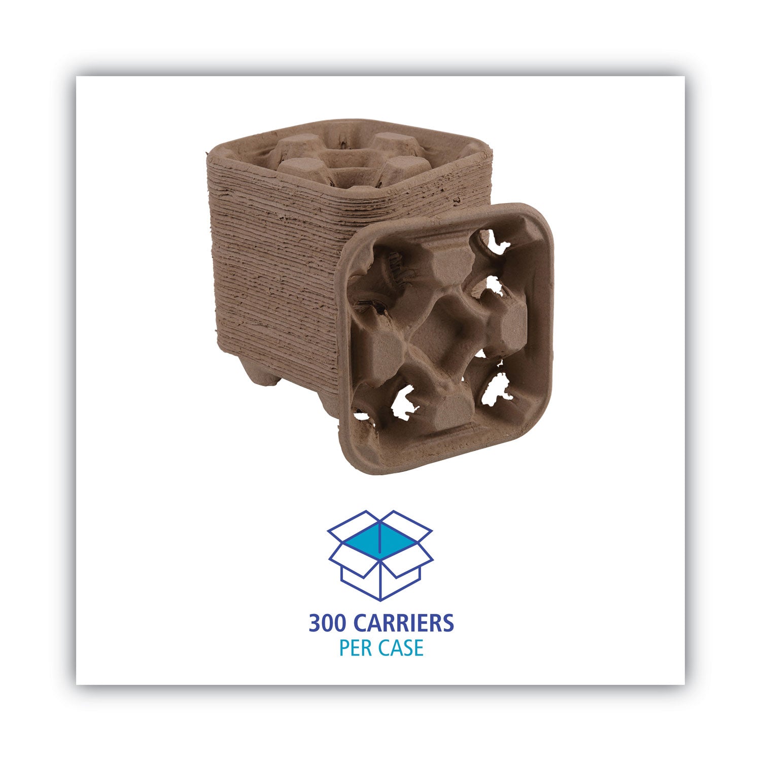 Boardwalk® Cup Carrier Tray, 8 Oz To 32 Oz, Four Cups, Kraft, 300/carton