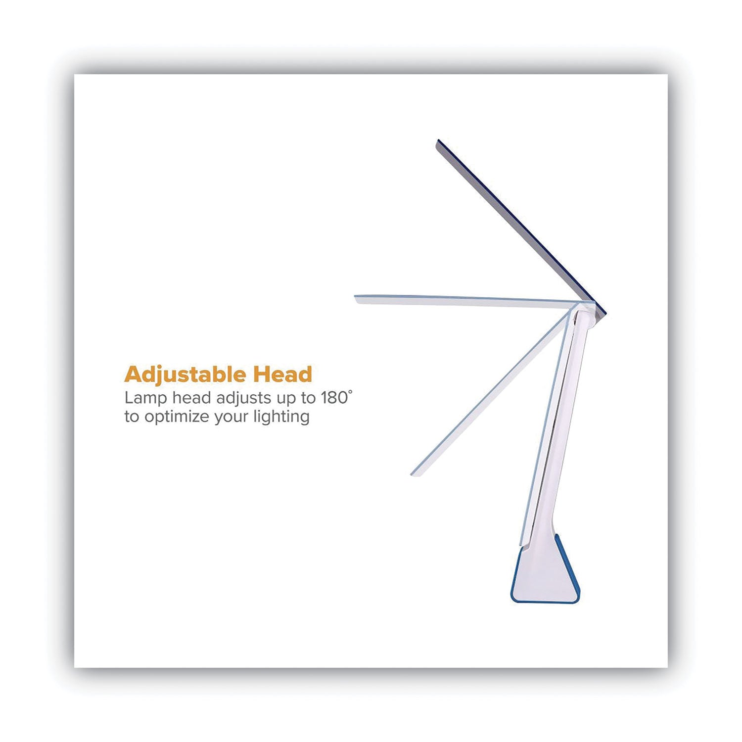 Bostitch® Konnect Rechargeable Folding LED Desk Lamp, 2.52w x 2.13d x 11.02h, Gray/Blue