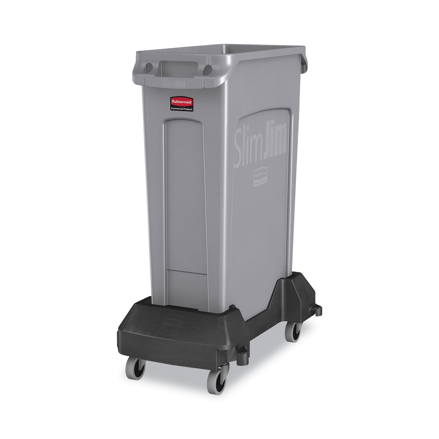 Rubbermaid® Commercial Slim Jim Resin Trainable Dolly, 120 lb Capacity, 23.86 x 14.71 x 8.36, Black