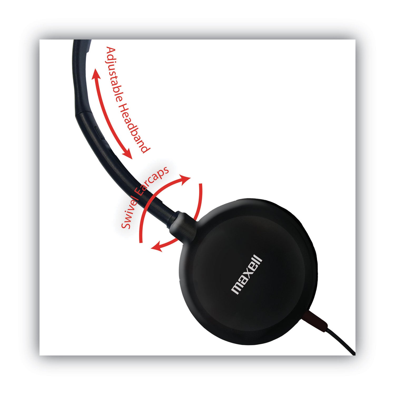 Maxell® HP200 Headphone with Microphone, 6 ft Cord, Black