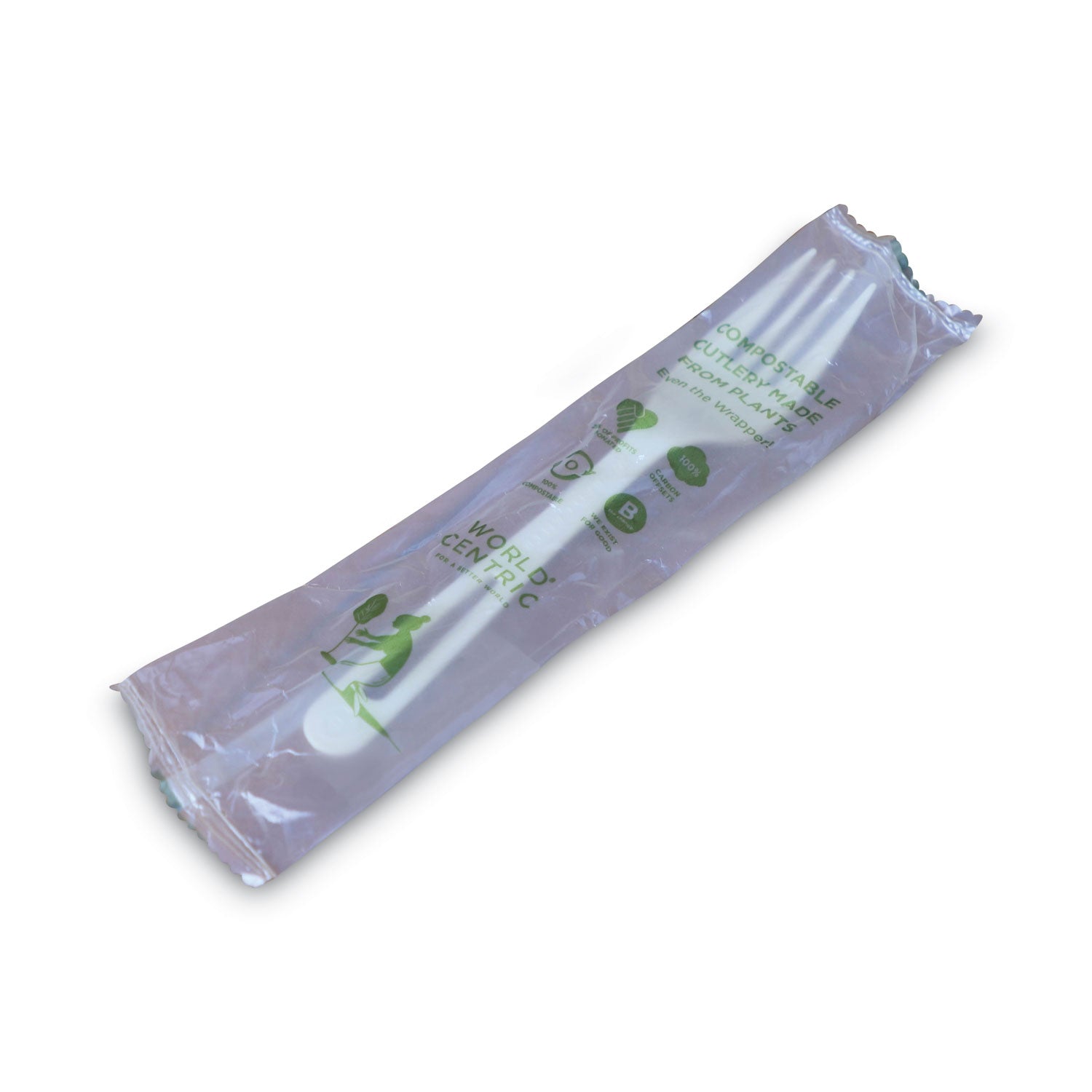 World Centric® TPLA Compostable Cutlery, Fork, Plastic, White, 750/Carton