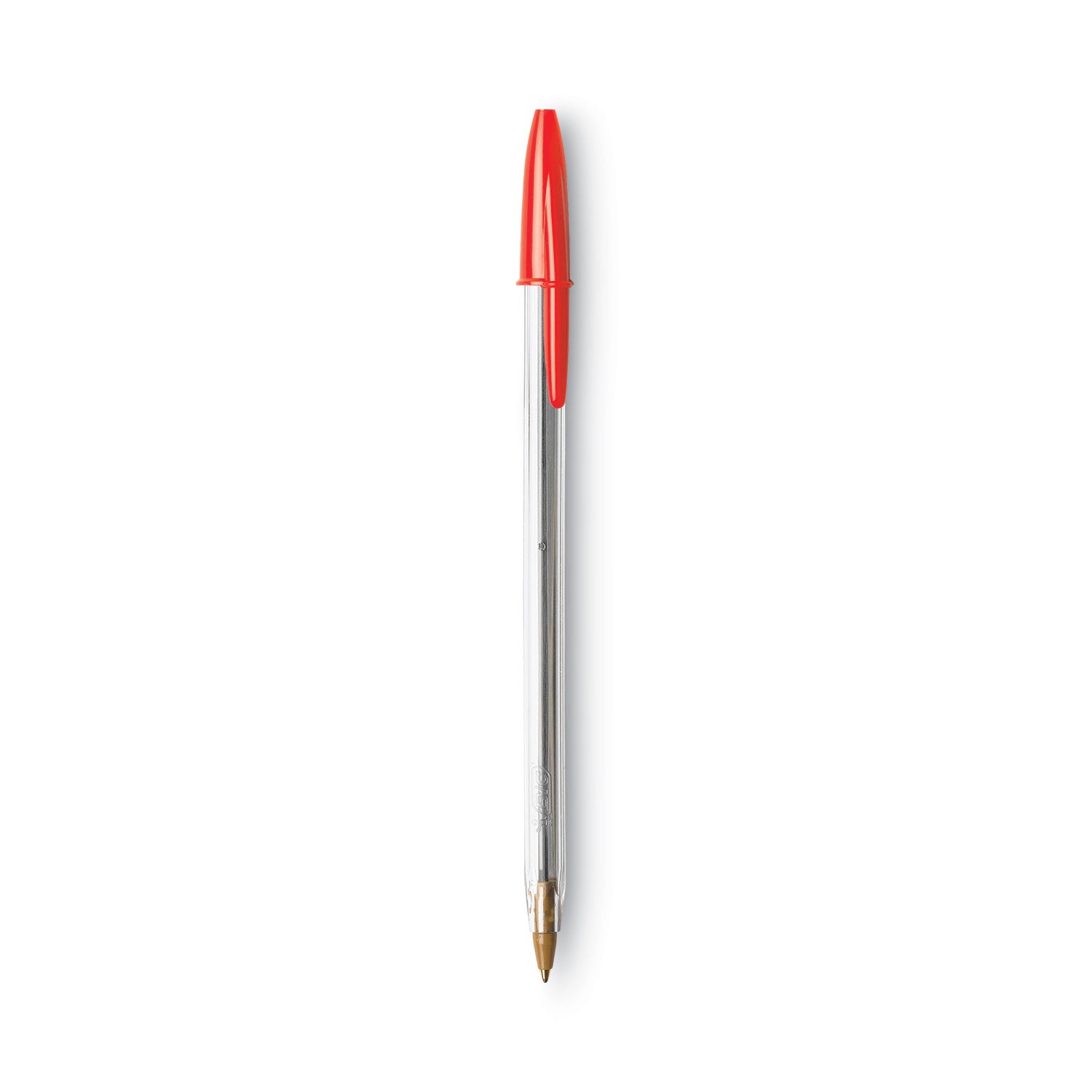 BIC® Cristal Xtra Smooth Ballpoint Pen, Stick, Medium 1 Mm, Red Ink, Clear Barrel, Dozen