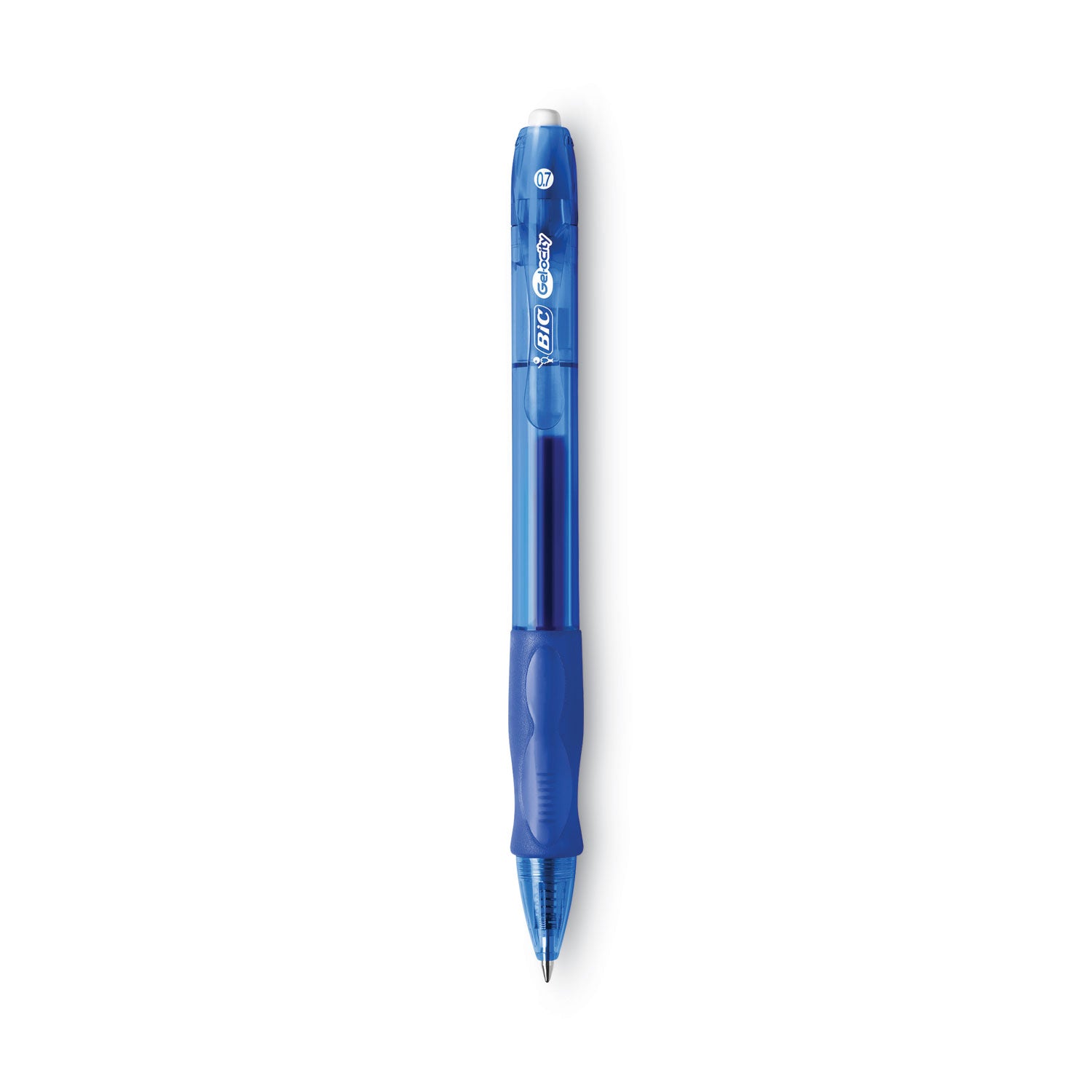 BIC® Gel-Ocity Gel Pen, Retractable, Medium 0.7 Mm, Blue Ink, Translucent Blue Barrel, Dozen