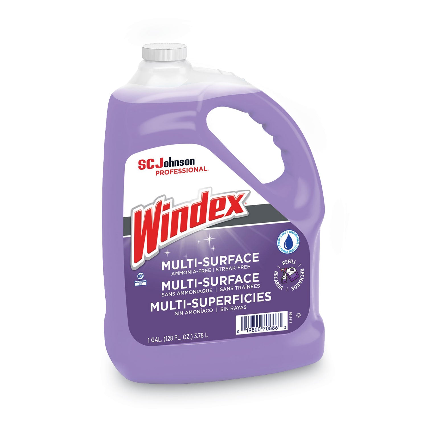 Windex® Non-Ammoniated Glass/multi Surface Cleaner, Pleasant Scent, 128 Oz Bottle, 4/ct