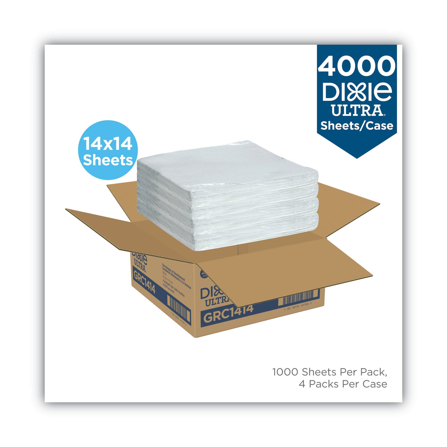 Dixie® All-Purpose Food Wrap, Dry Wax Paper, 14 X 14, White, 4,000/carton