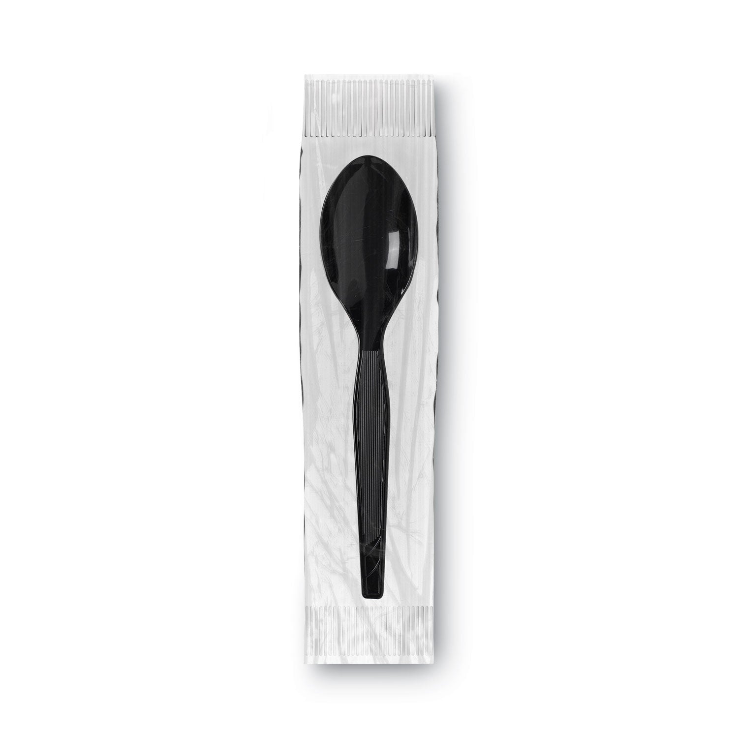 Dixie® Grab'N Go Wrapped Cutlery, Spoon, Plastic, Black, 90/Box