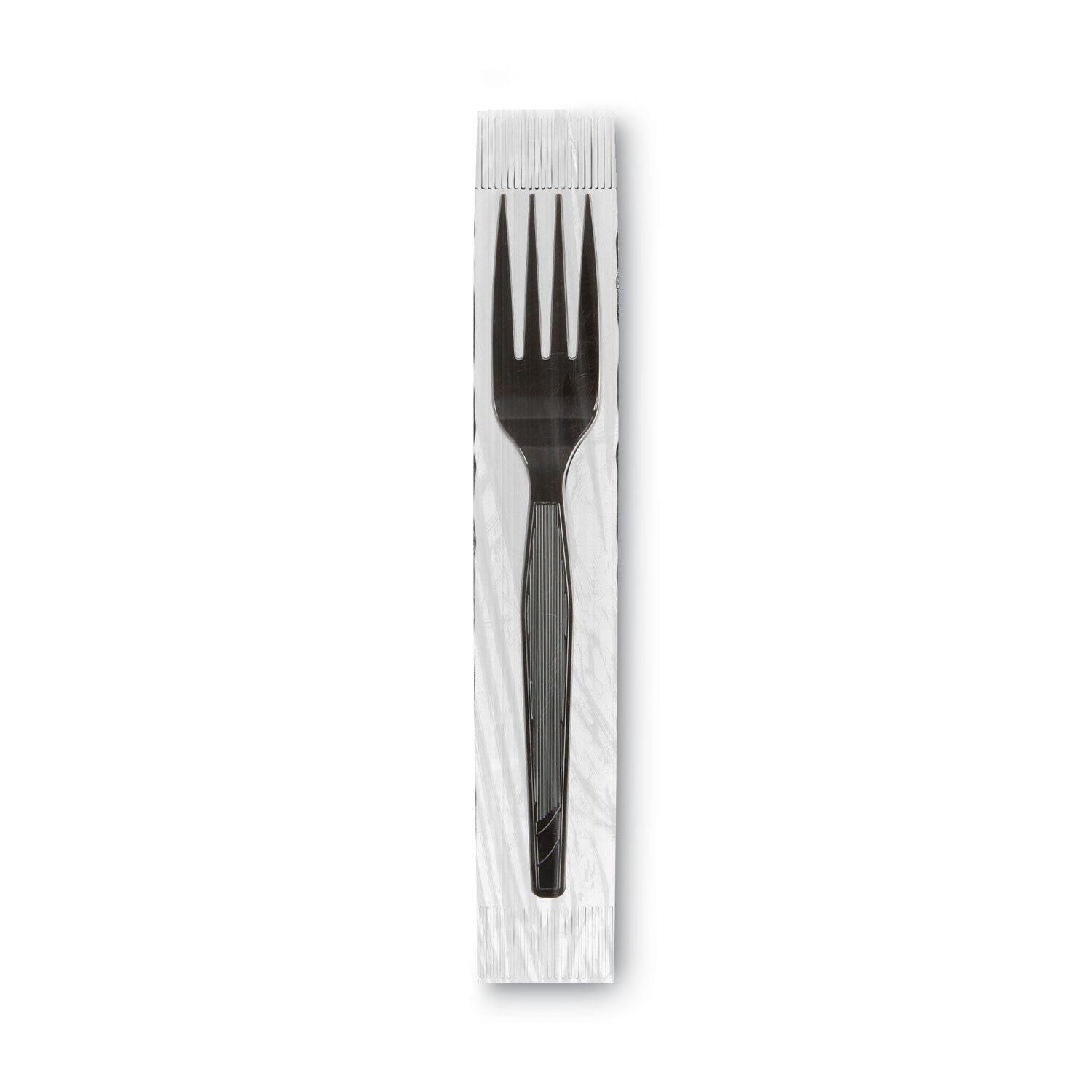 Dixie® Grab'N Go Wrapped Cutlery, Fork, Plastic, Black, 90/Box