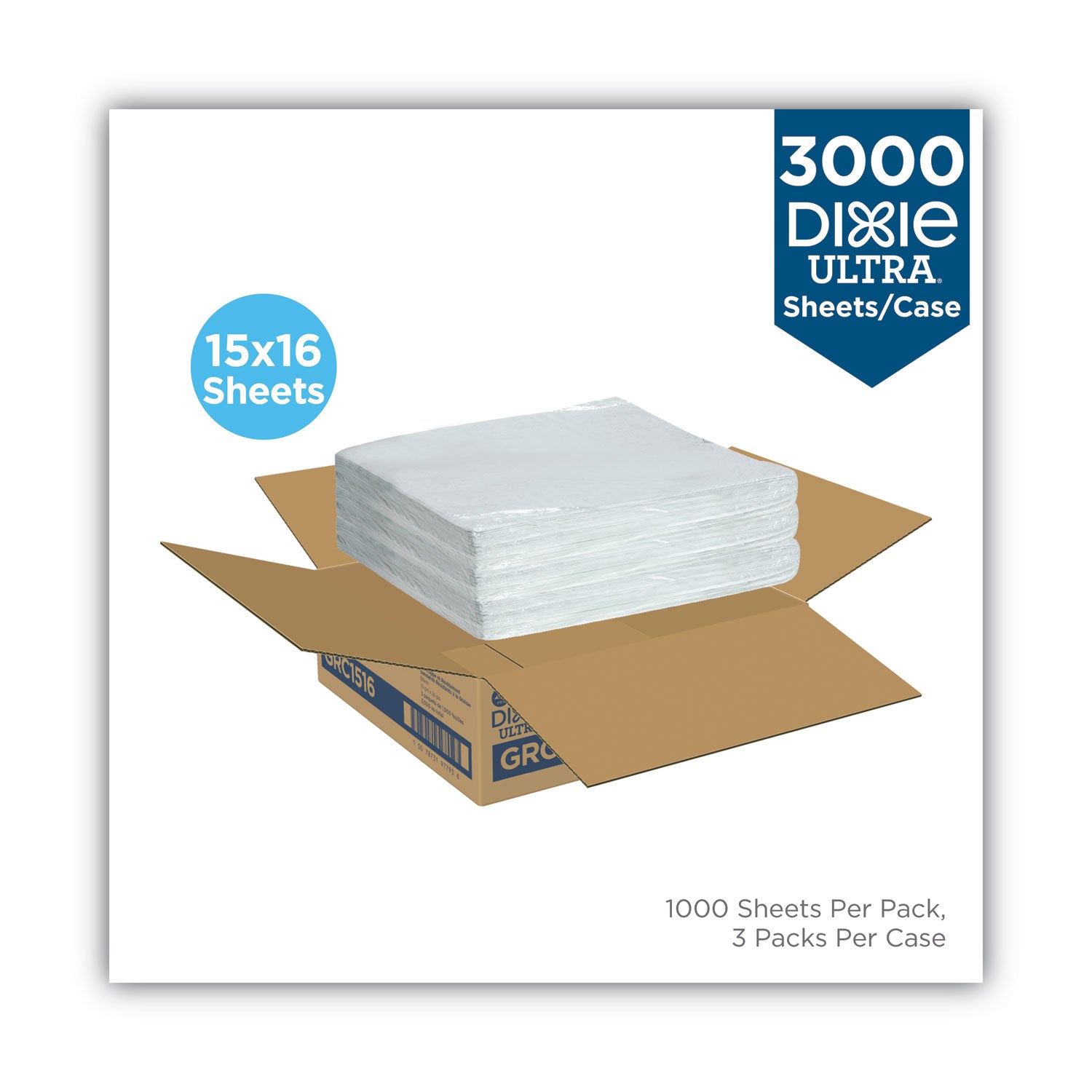 Dixie® All-Purpose Food Wrap, Dry Wax Paper, 15 x 16, White, 1,000 Sheets/Pack, 3 Packs/Carton