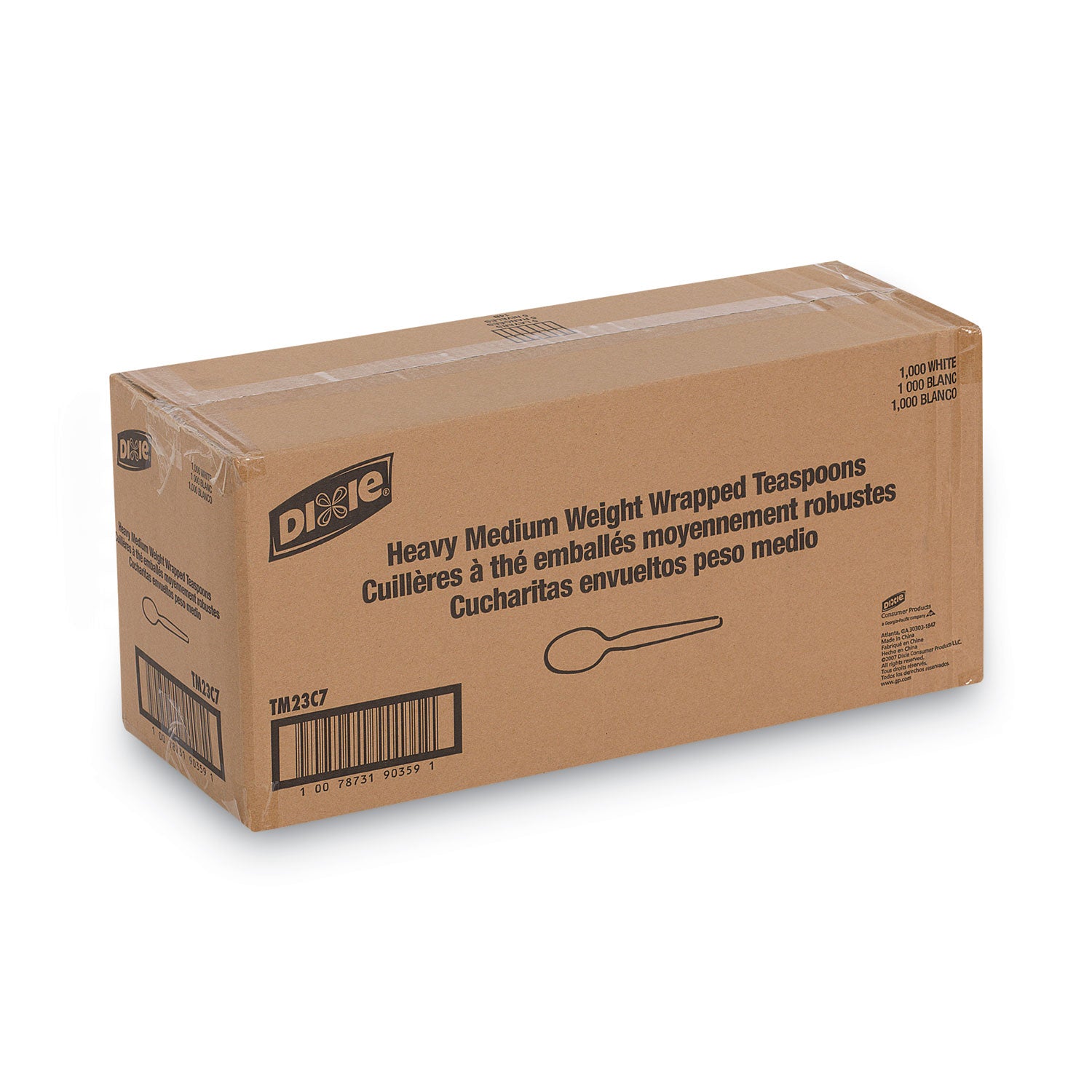 Dixie® Individually Wrapped Mediumweight Polystyrene Cutlery, Spoon, Plastic, White, 1,000/Carton