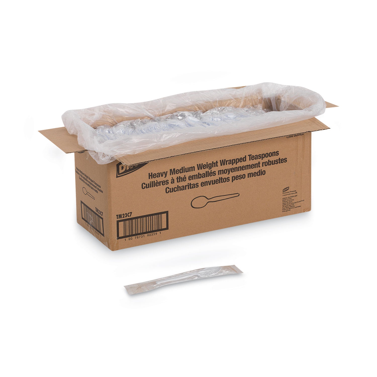 Dixie® Individually Wrapped Mediumweight Polystyrene Cutlery, Spoon, Plastic, White, 1,000/Carton