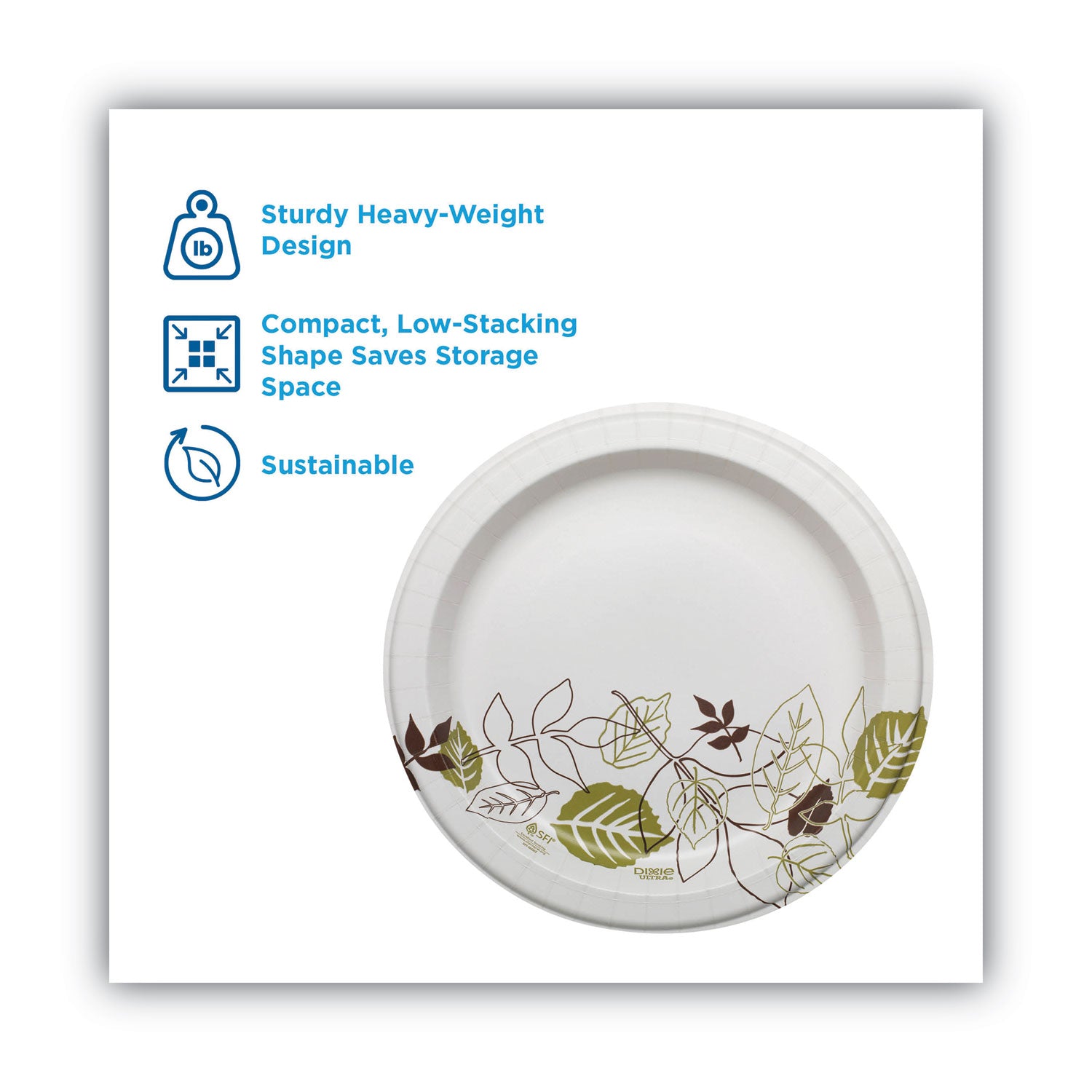 Dixie® Pathways Soak Proof Shield Heavyweight Paper Plates, 10.13" Dia, Green/burgundy, 125/pack