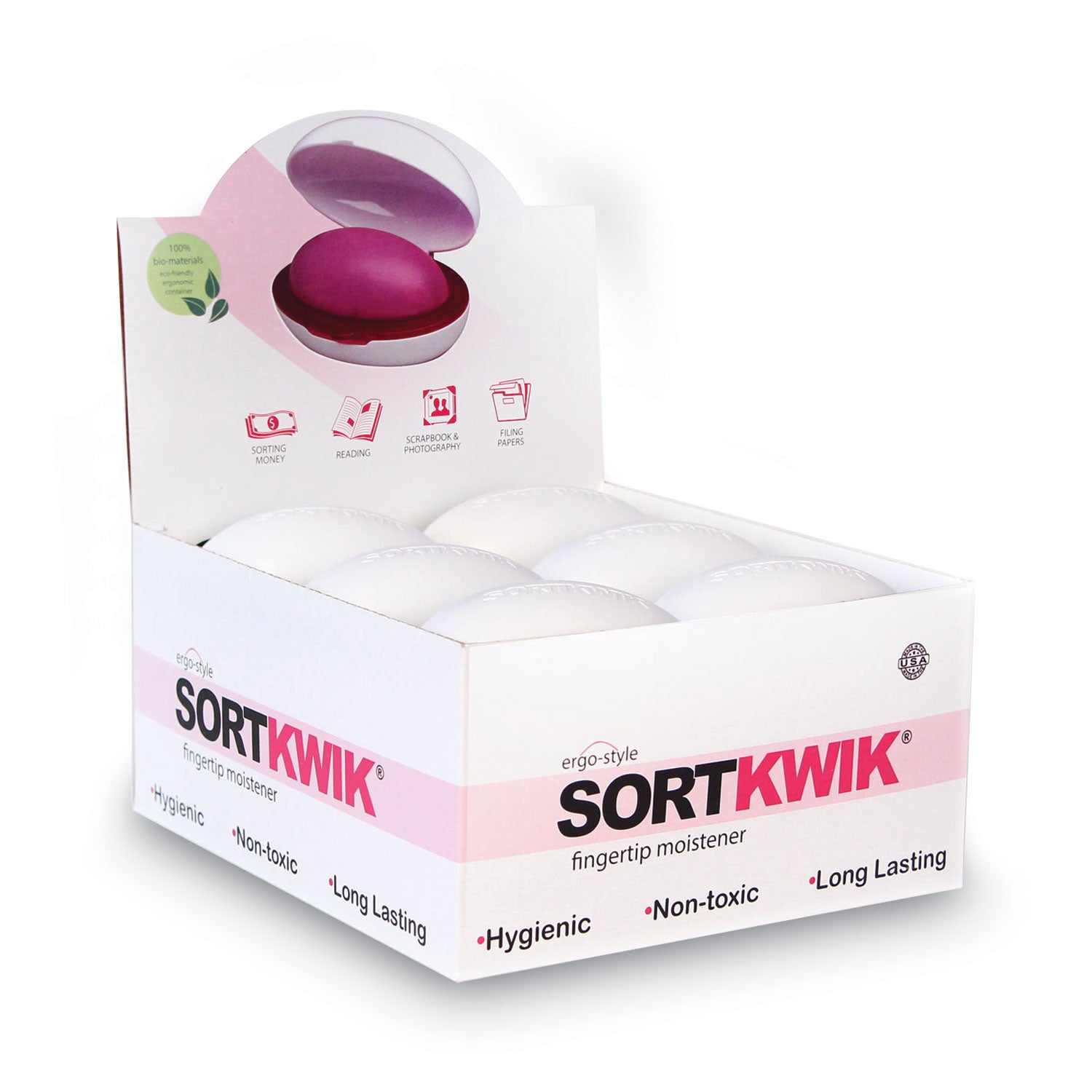 Lee Sortkwik® Ergo-Style Fingertip Moistener, 1.5 Oz, White