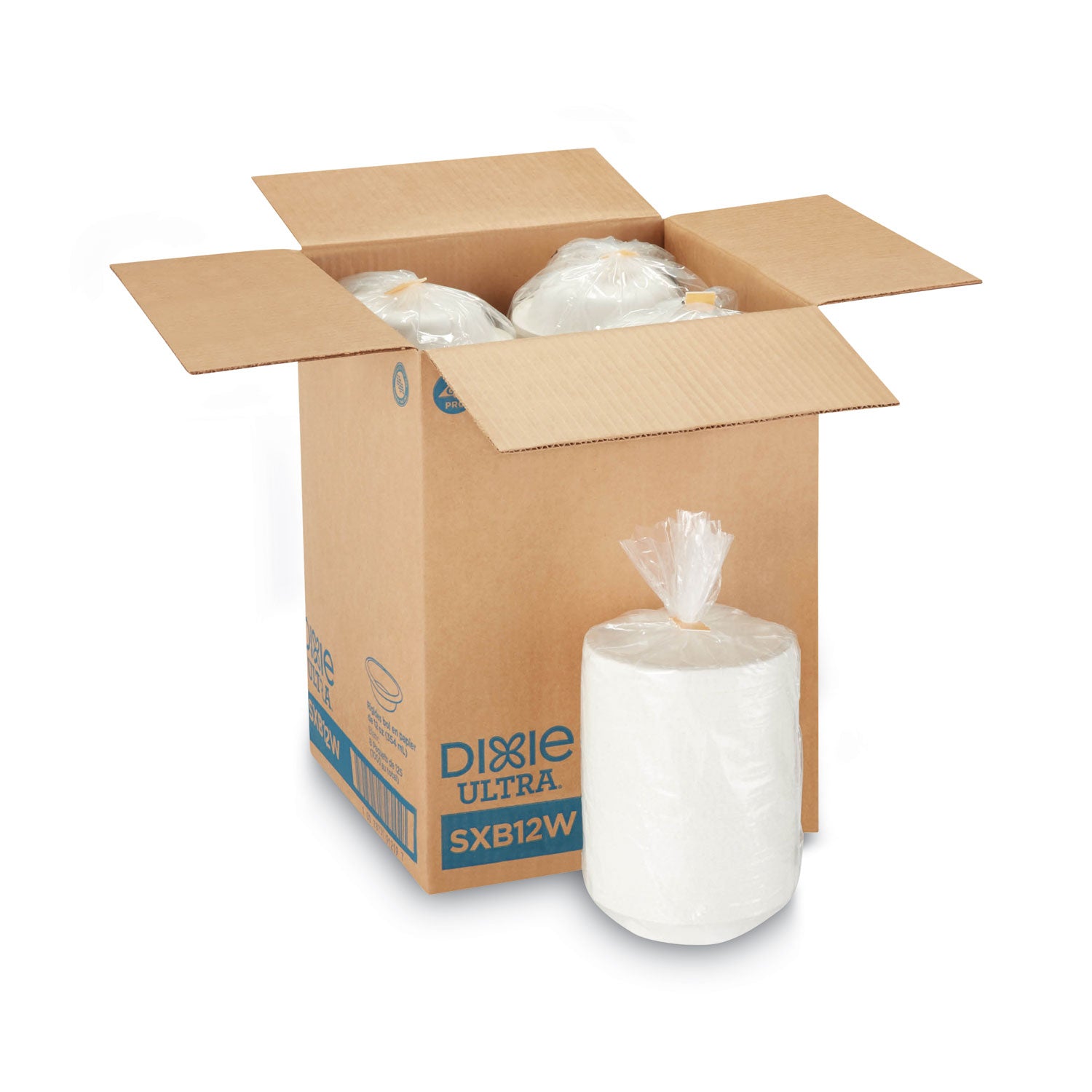 Dixie® Pathways with Soak Proof Shield Heavyweight Paper Bowls, WiseSize, 12 oz, Green/Burgundy, 125/Pack, 4 Packs/Carton