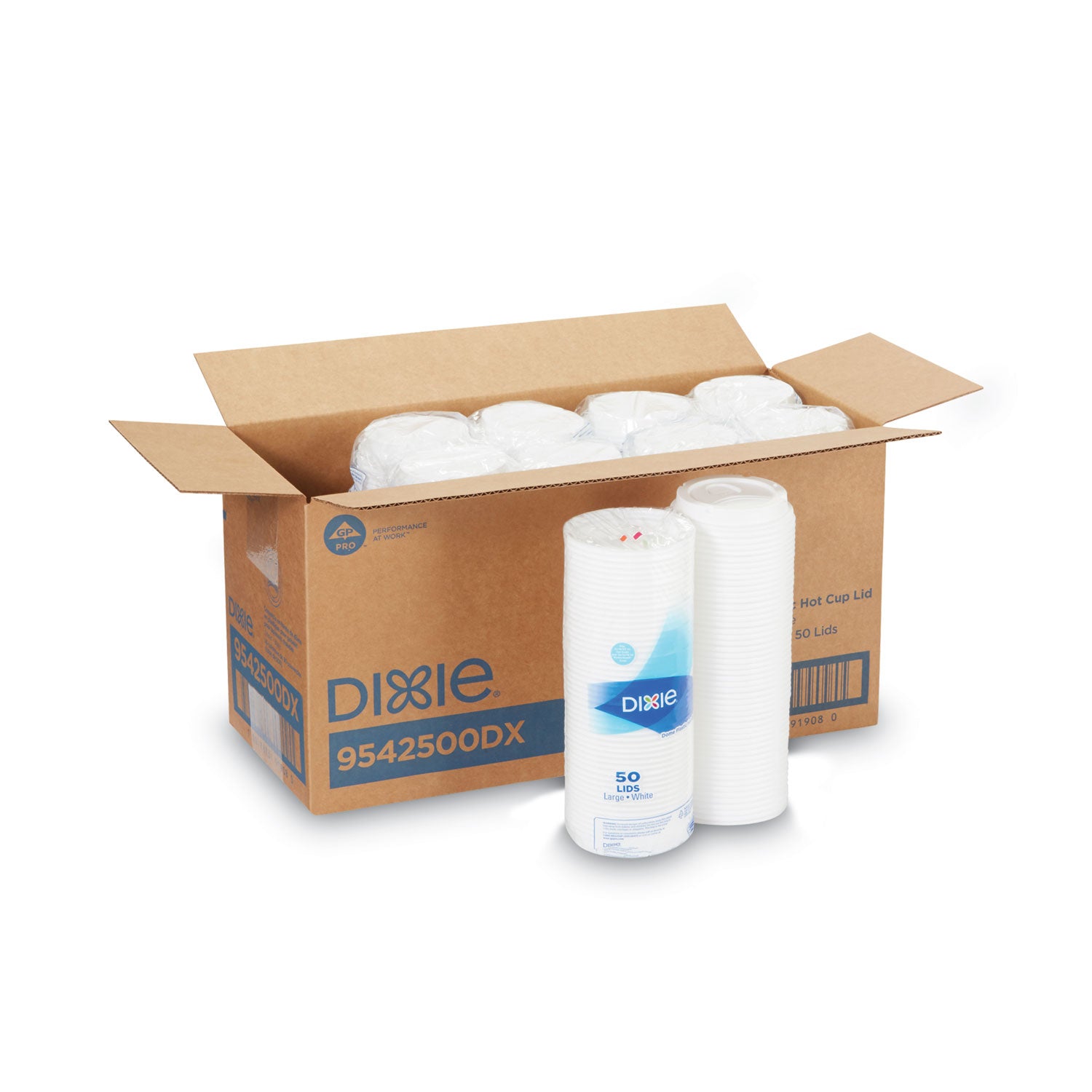 Dixie® Dome Lid, Fits 10 oz to 16 oz PerfecTouch Hot Cups/12 oz to 20 oz WiseSize Hot Cups, Plastic, White, 500/Carton