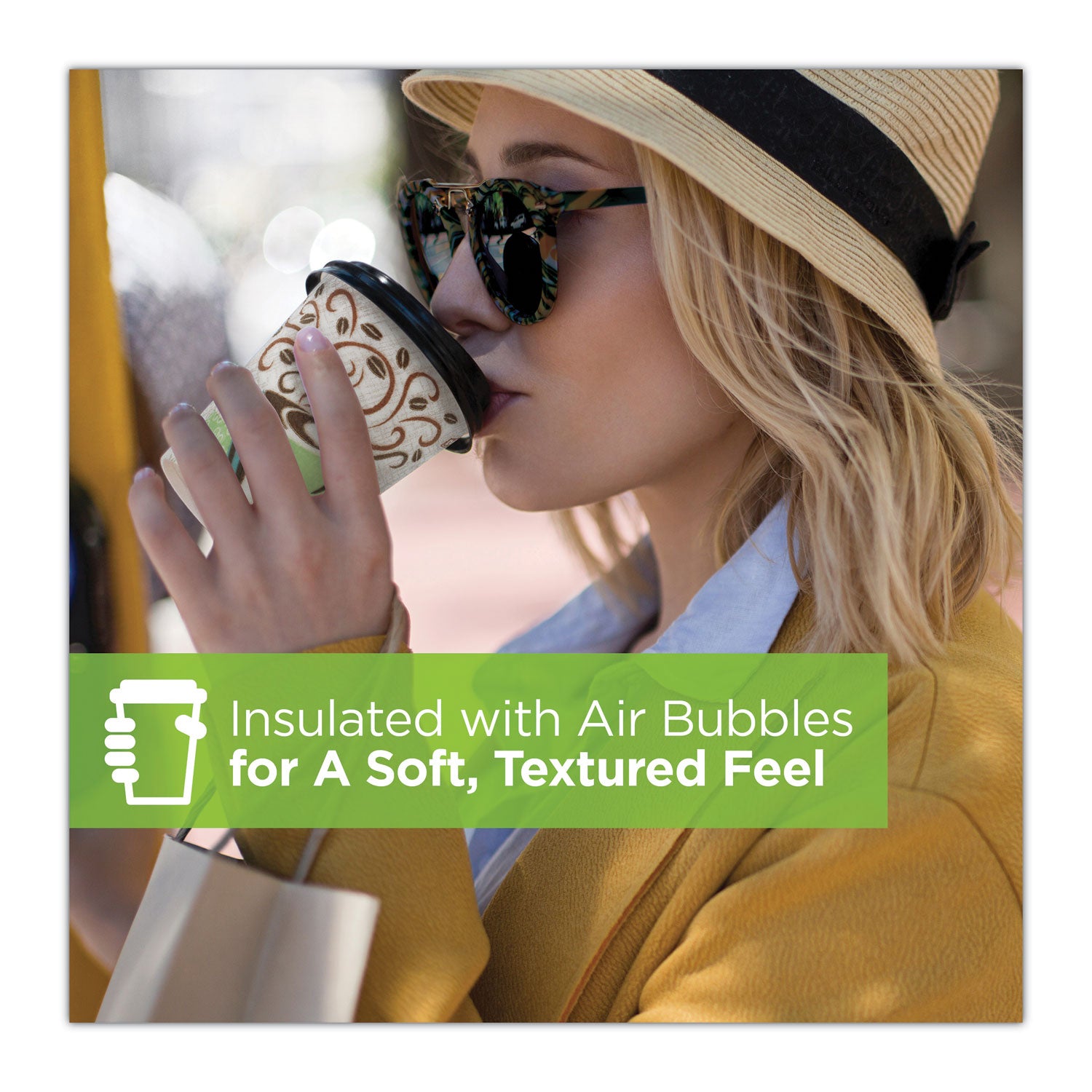 Dixie® PerfecTouch Paper Hot Cups and Lids Combo, 10 oz, Coffee Haze Design, 50/Pack, 6 Packs/Carton