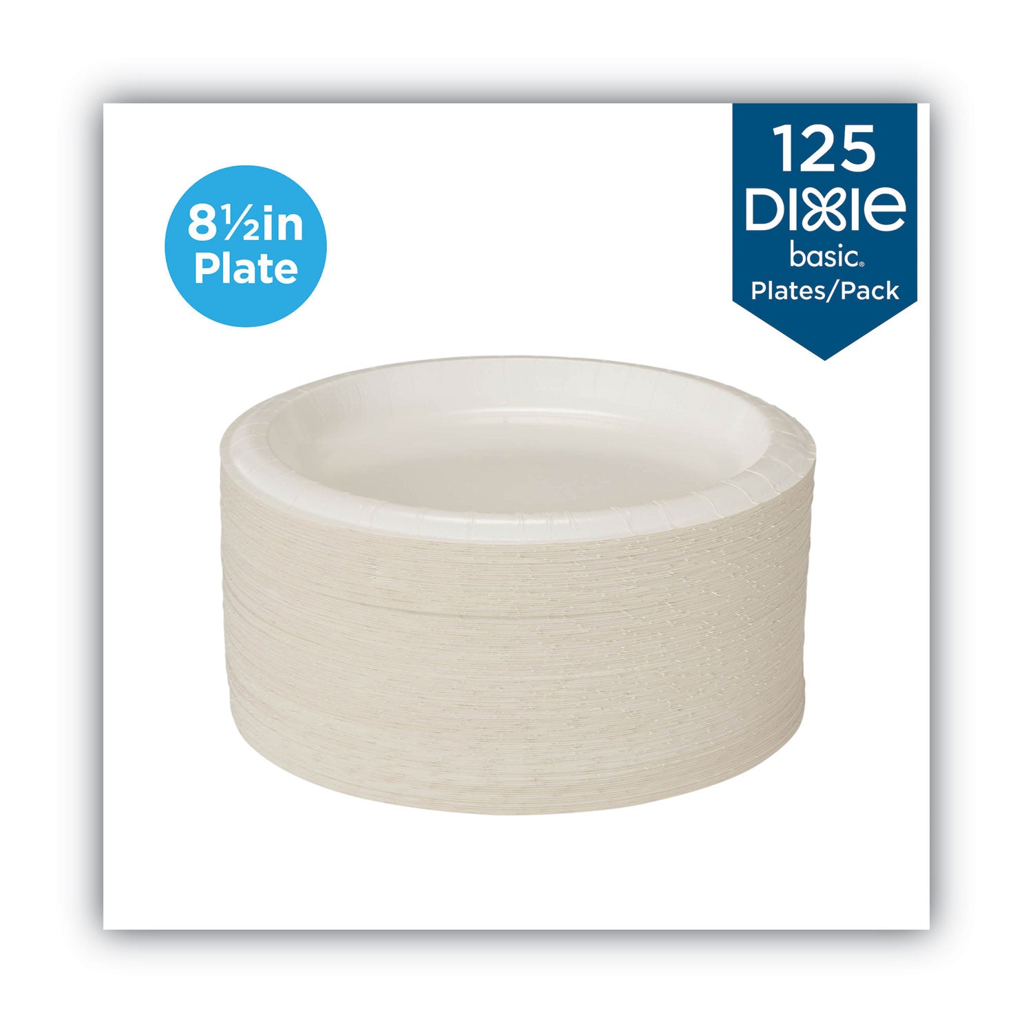 Dixie® Paper Dinnerware, Plate, 8.5" dia, White, 125/Pack